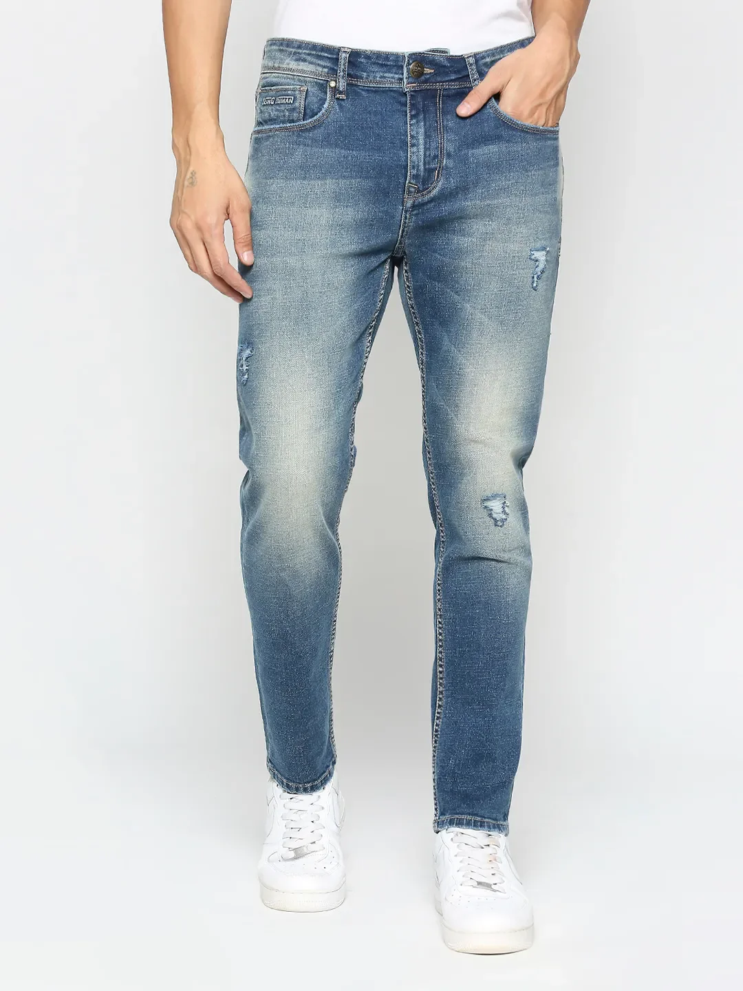 Blue Cropped Fit Men's Denims by Being Human Clothing