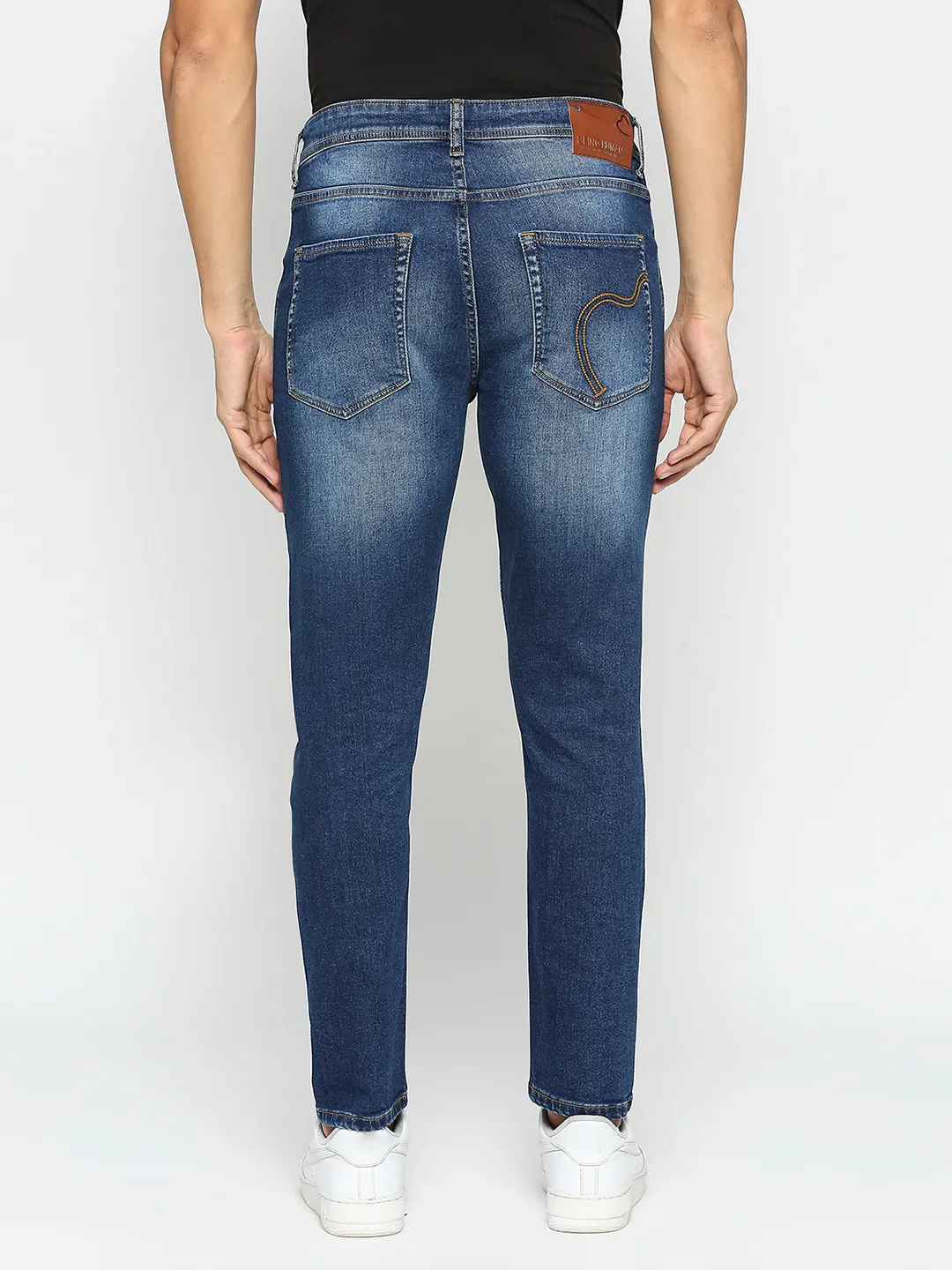Blue Cropped Fit Denims For Men By Being Human Clothing - Image 5