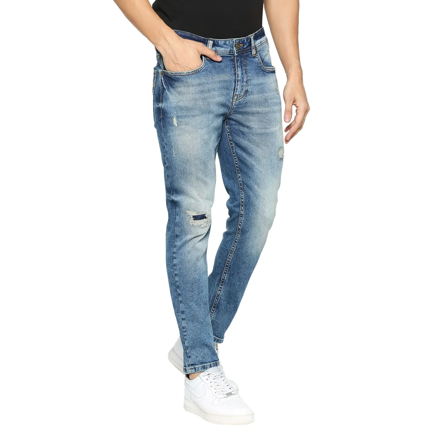 Blue Cropped Fit Men's Denims by Being Human Clothing - Image 3
