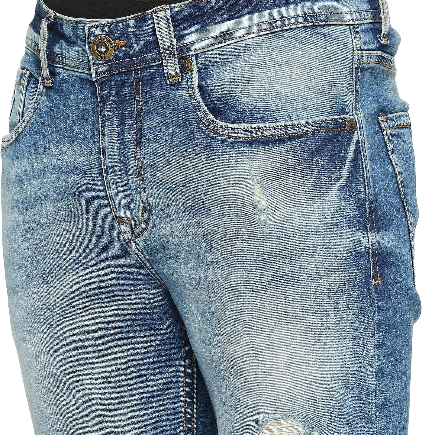 Blue Cropped Fit Men's Denims by Being Human Clothing - Image 5