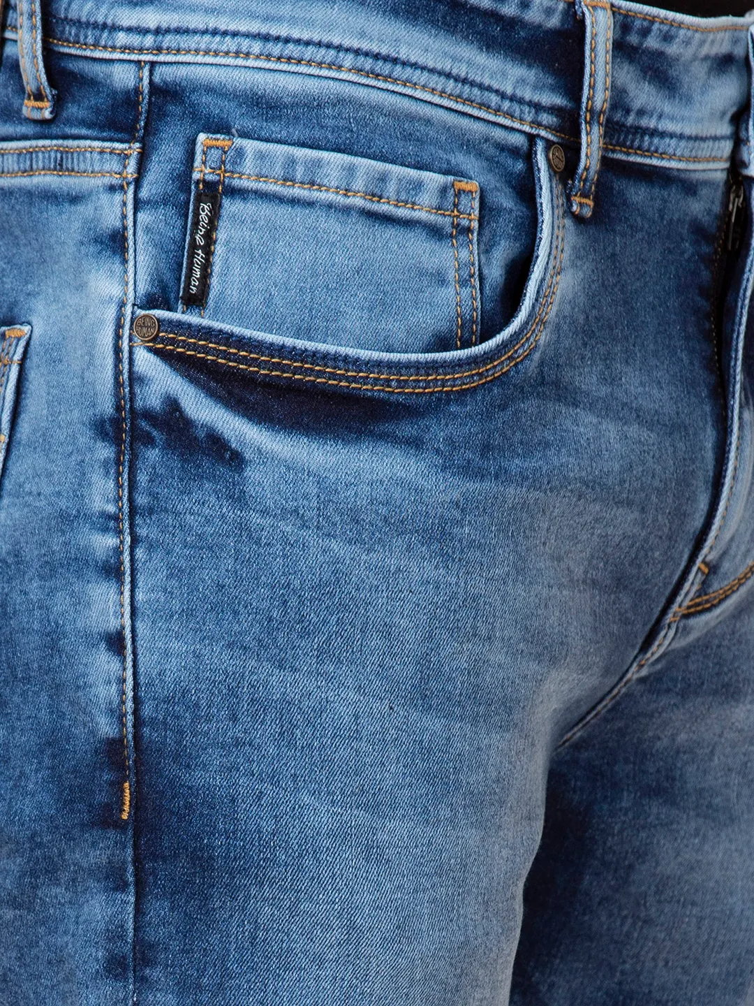 Blue Cropped fit Men's Denims by Being Human Clothing - Image 5