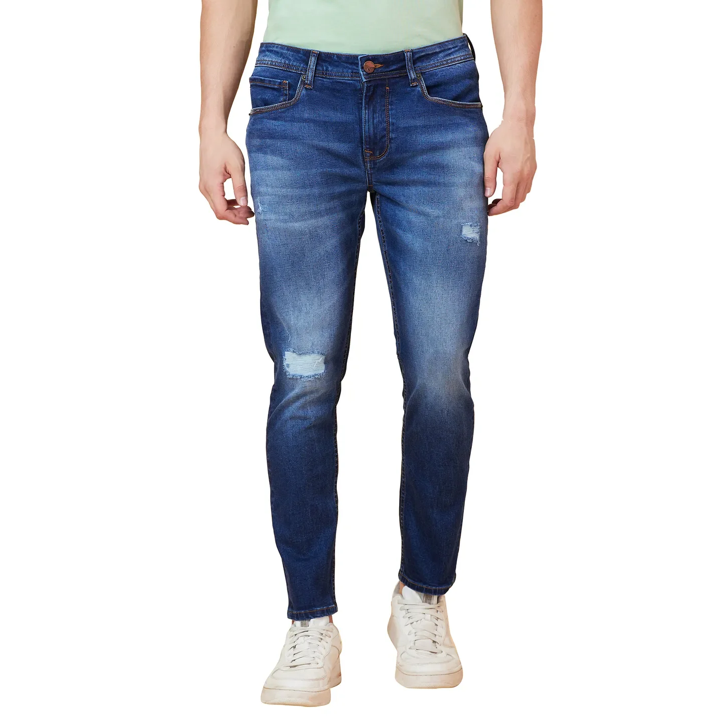 Blue Cropped fit Men's Denims by Being Human Clothing