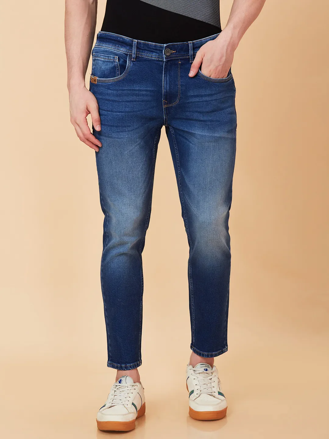Blue Cropped fit Men's Denims by Being Human Clothing