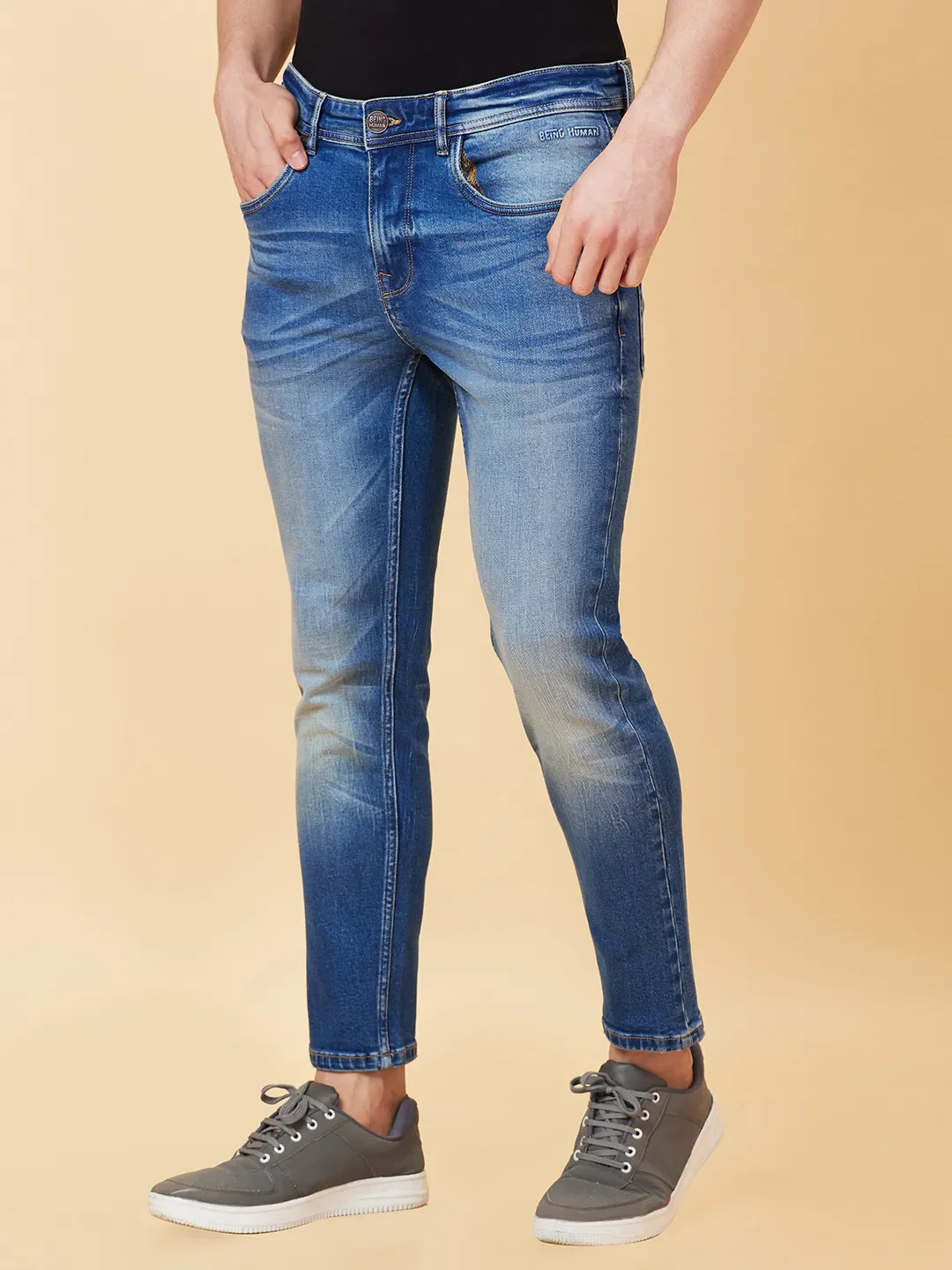 Blue Cropped fit Men's Denims by Being Human Clothing - Image 3
