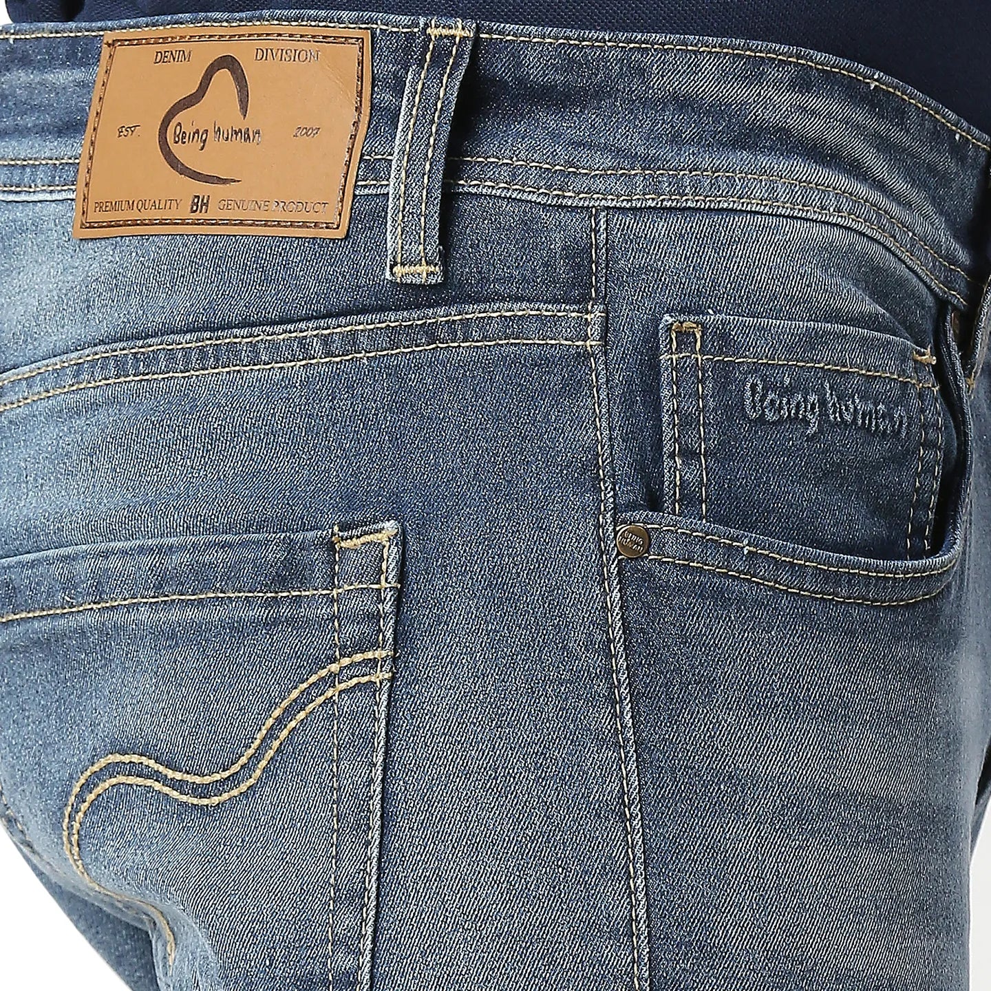 Blue Cropped Fit Men's Denims by Being Human Clothing - Image 4