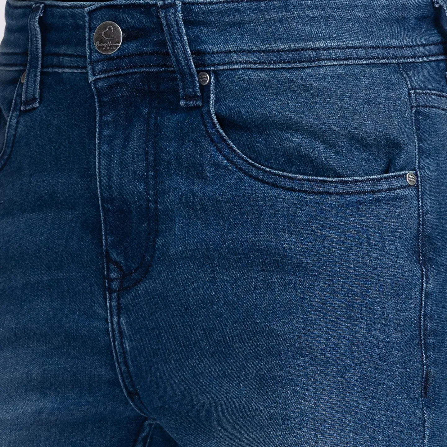 Blue Cropped Fit Men's Denims by Being Human Clothing - Image 5
