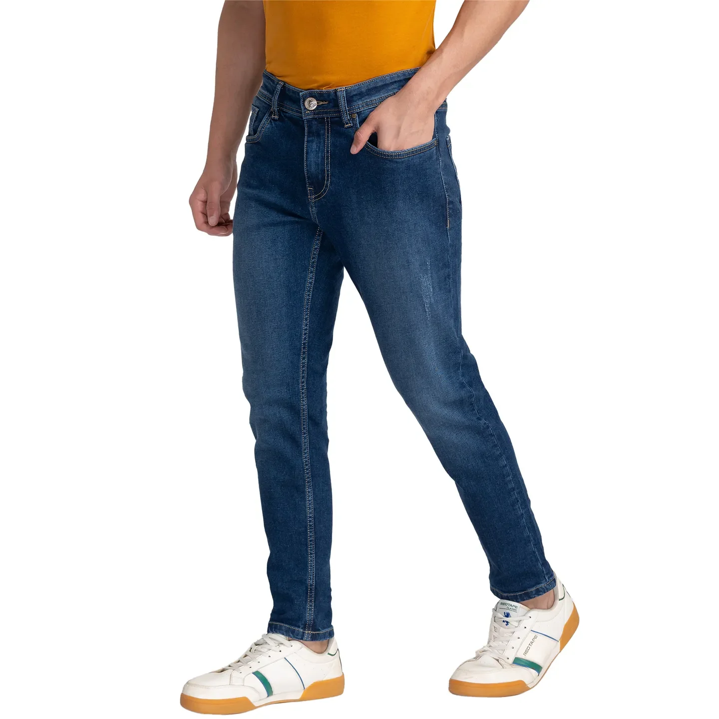 Blue Cropped Fit Men's Denims by Being Human Clothing - Image 4