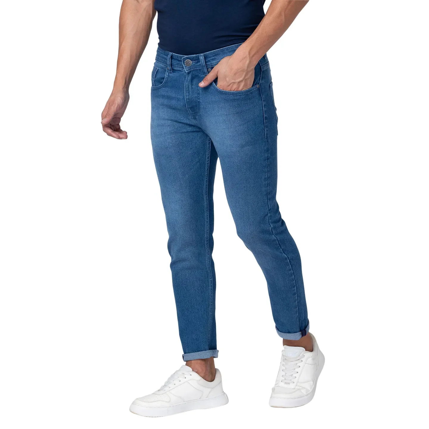 Blue Cropped Fit Men's Denims by Being Human Clothing - Image 2