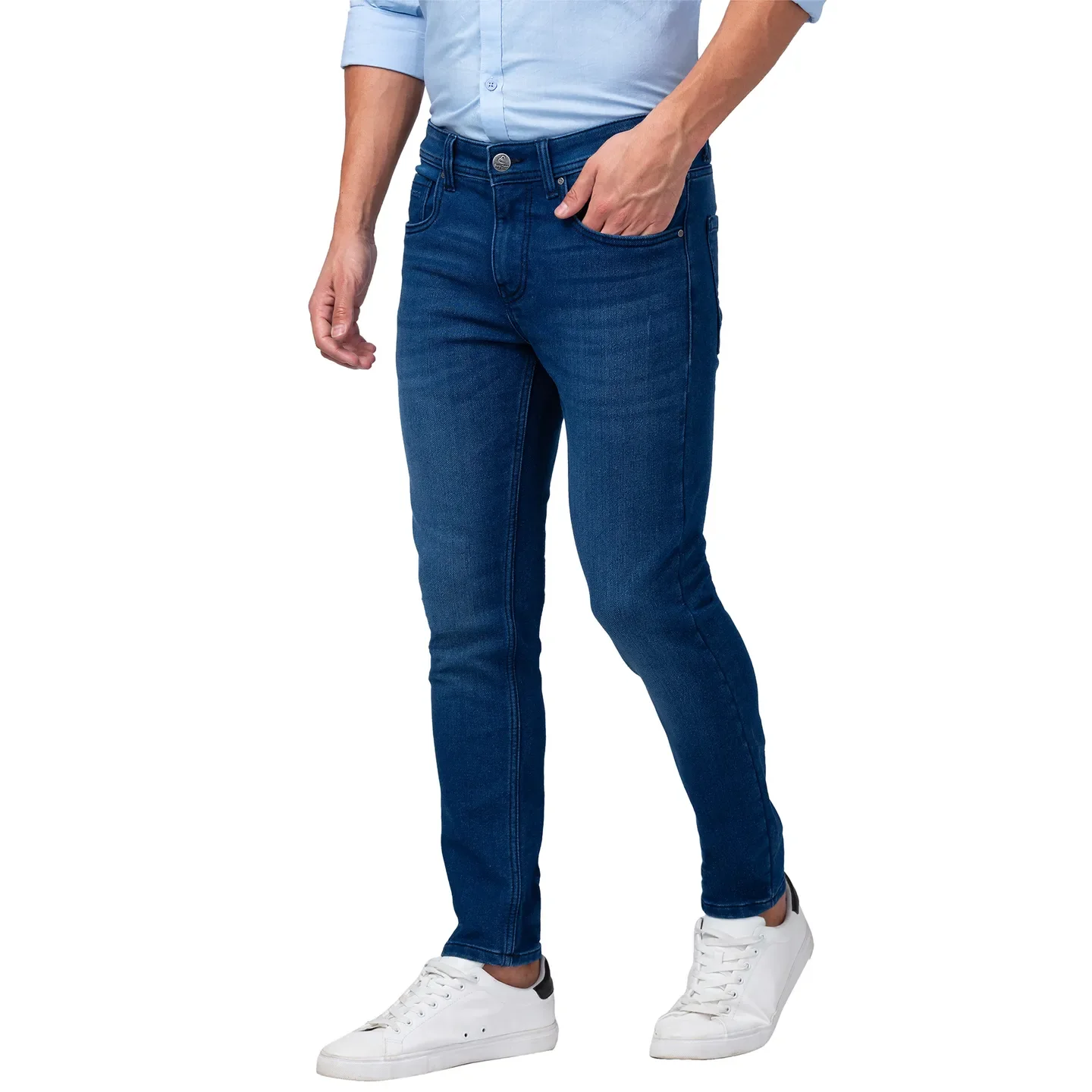 Blue Cropped Fit Men's Denims by Being Human Clothing - Image 4
