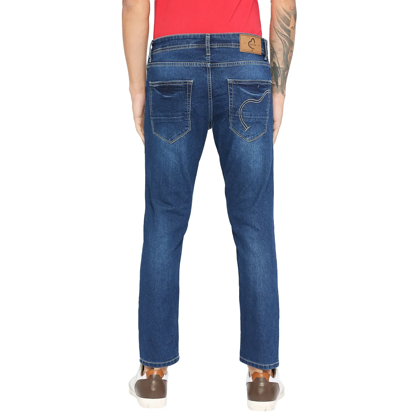 Blue Cropped Fit Men's Denims by Being Human Clothing - Image 4