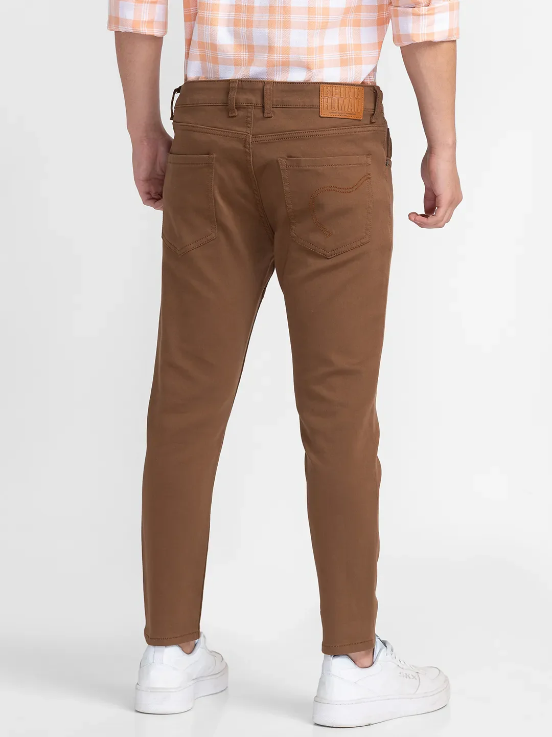 Brown Cropped Fit Men's Denims by Being Human Clothing - Image 3