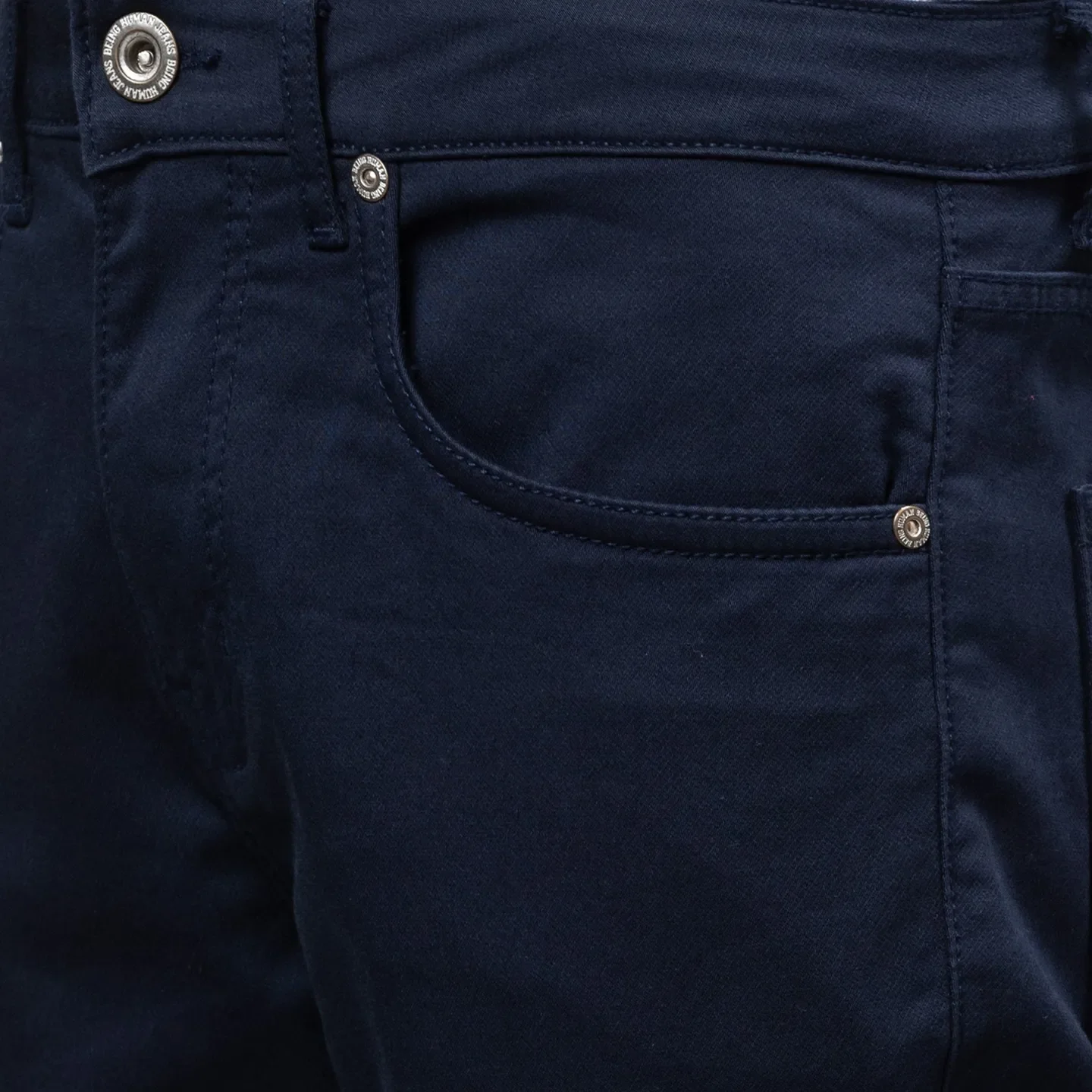 Navy Cropped Fit Denims For Men By Being Human Clothing - Image 5