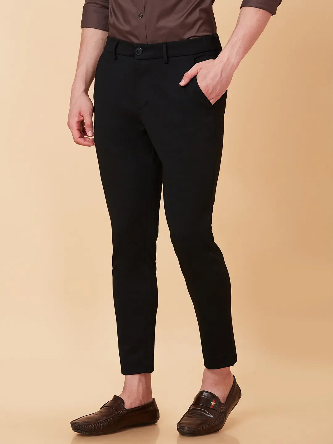 Black Cropped fit Men's Chinos by Being Human Clothing - Image 4