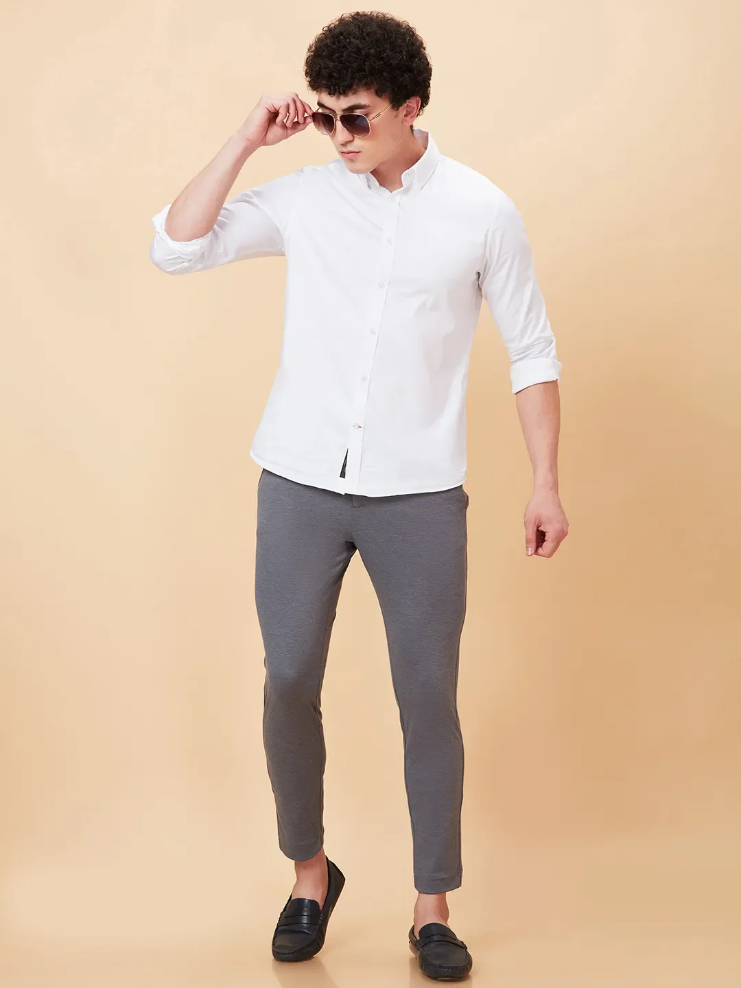 Grey Cropped Fit Chinos For Men By Being Human Clothing - Image 6