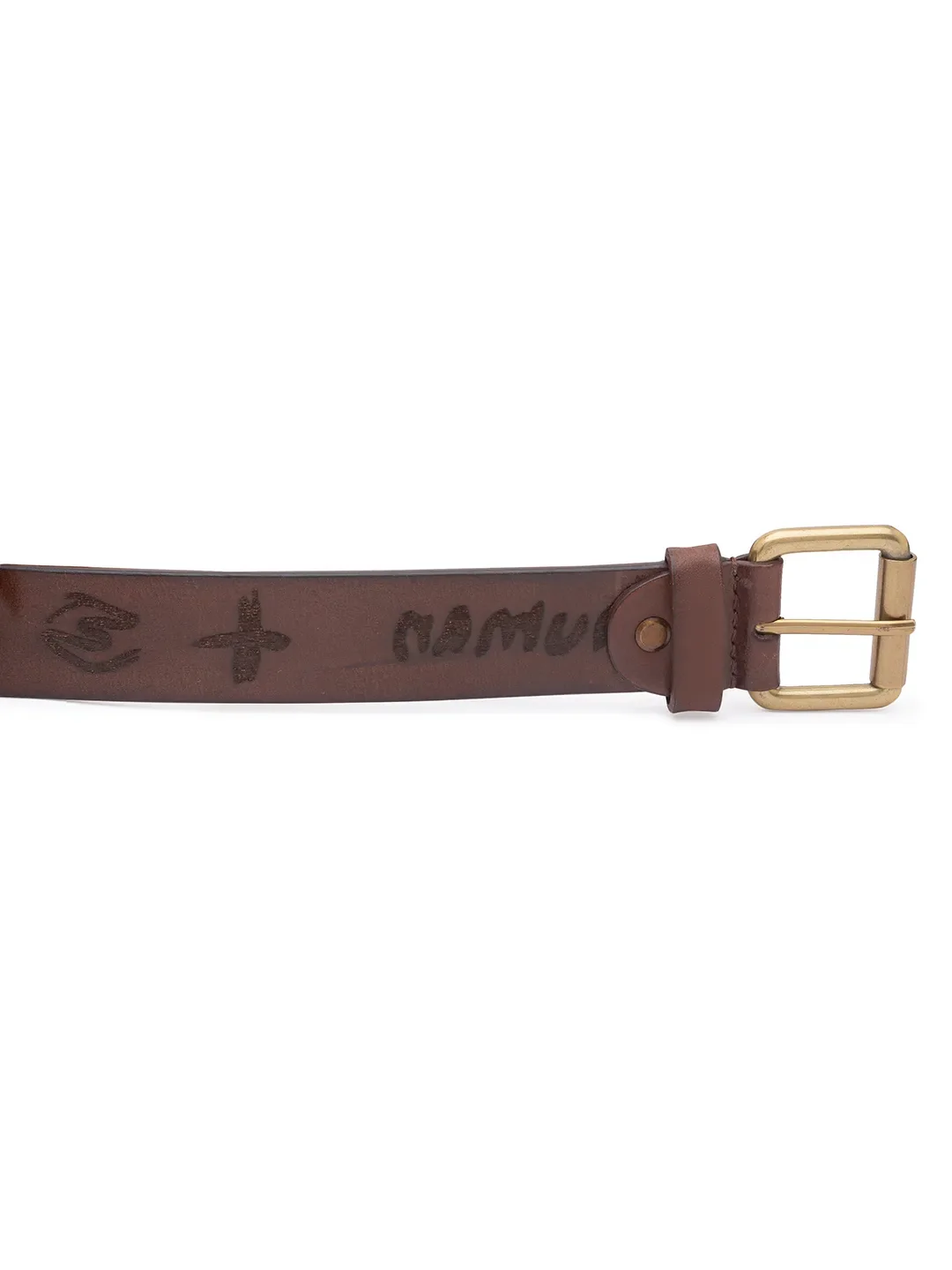 Dark Tan Leather Men's Belt By Being Human Clothing - Image 3