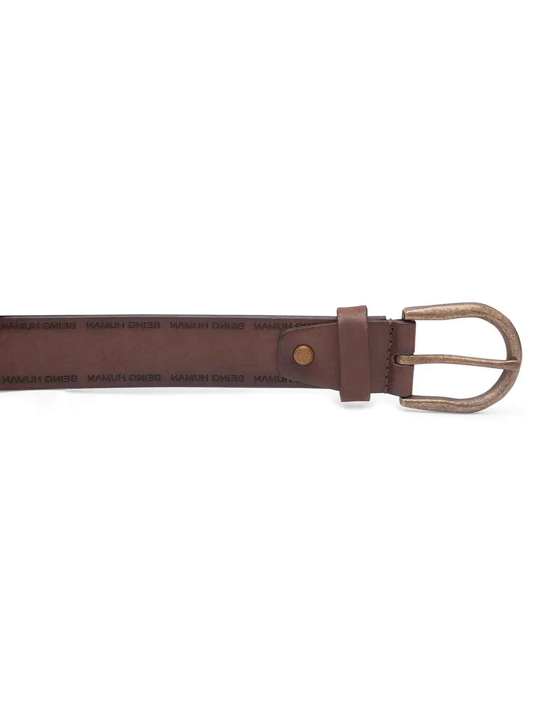 Dark Tan Leather Men's Belt By Being Human Clothing - Image 3