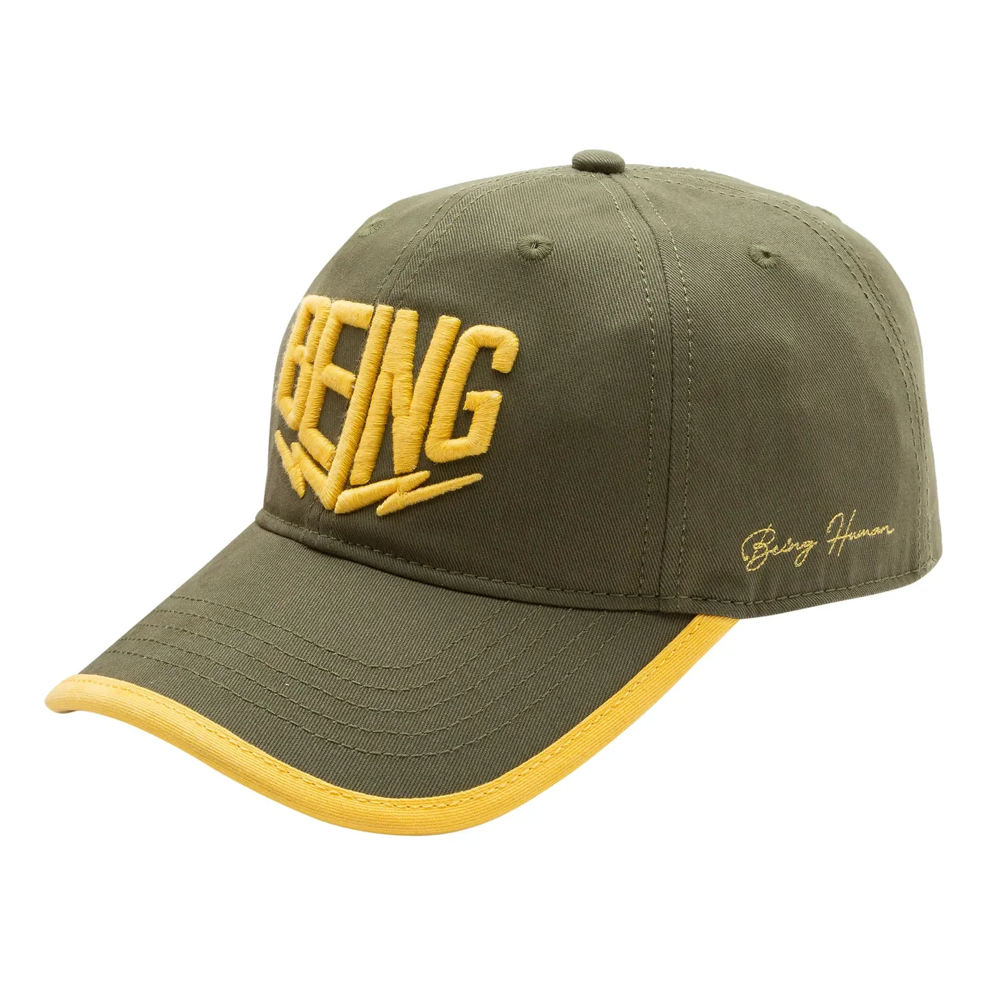 Dark  Olive Cotton Unisex Cap by Being Human Clothing - Image 3