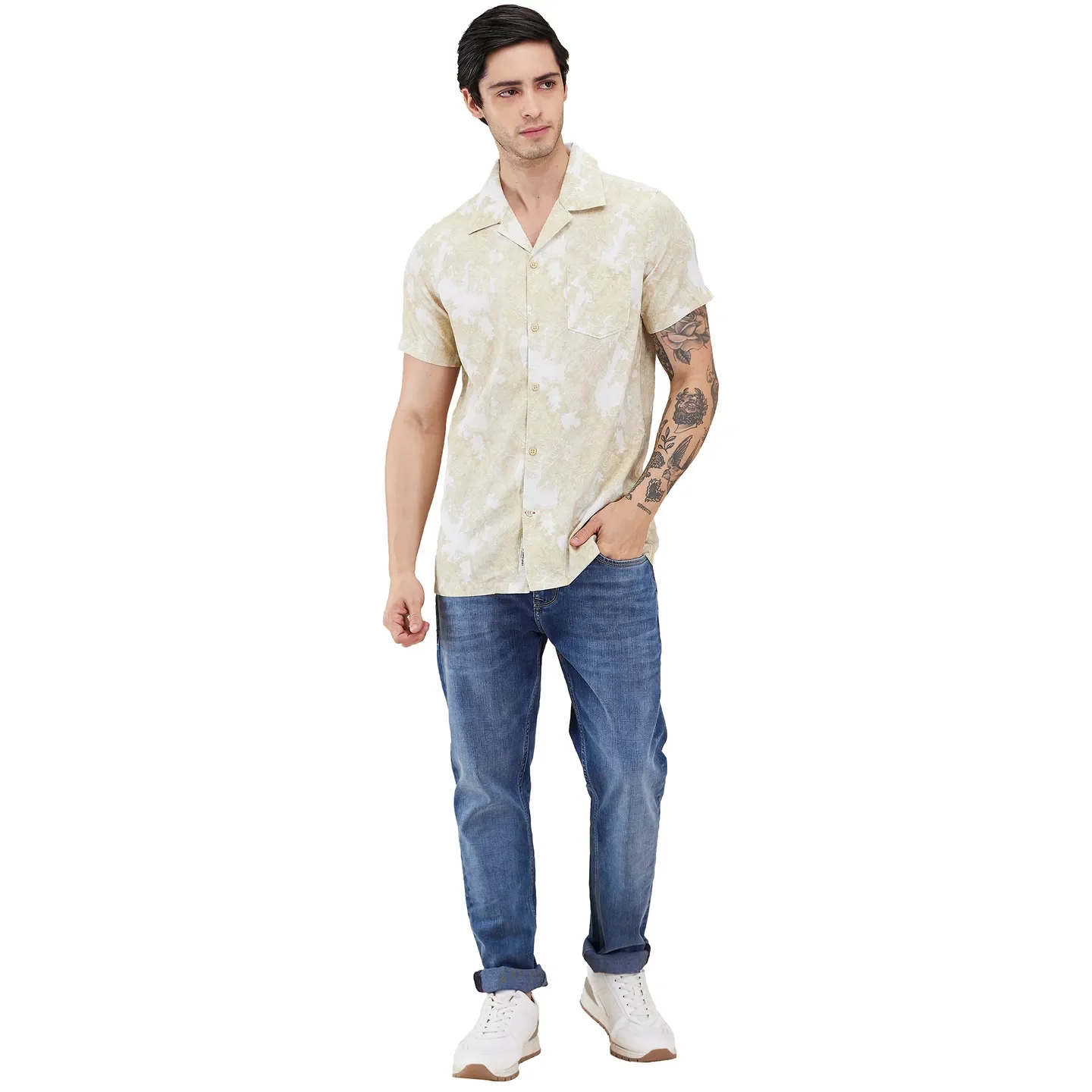 Green Regular Fit Regular Collar Men's Shirt by Being Human Clothing - Image 2