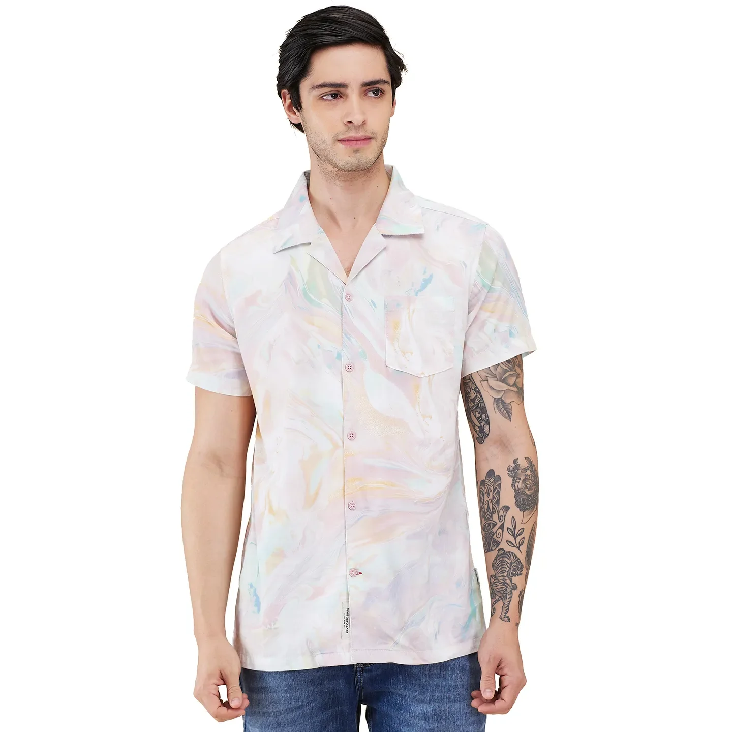 Light Green Regular Fit Regular Collar Men's Shirt by Being Human Clothing