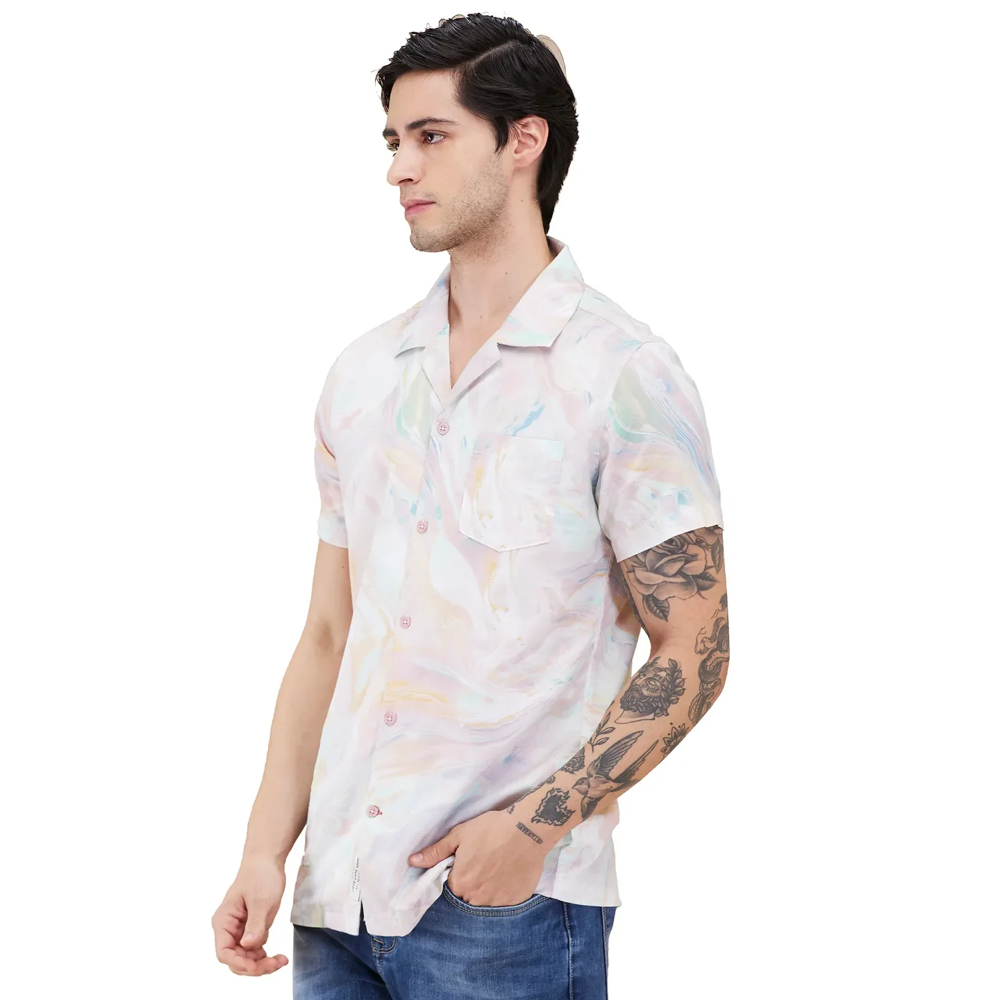Light Green Regular Fit Regular Collar Men's Shirt by Being Human Clothing - Image 4