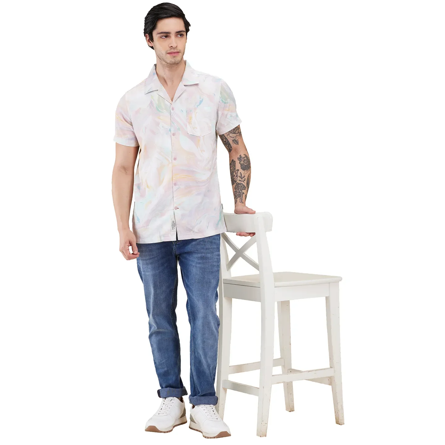Light Green Regular Fit Regular Collar Men's Shirt by Being Human Clothing - Image 6