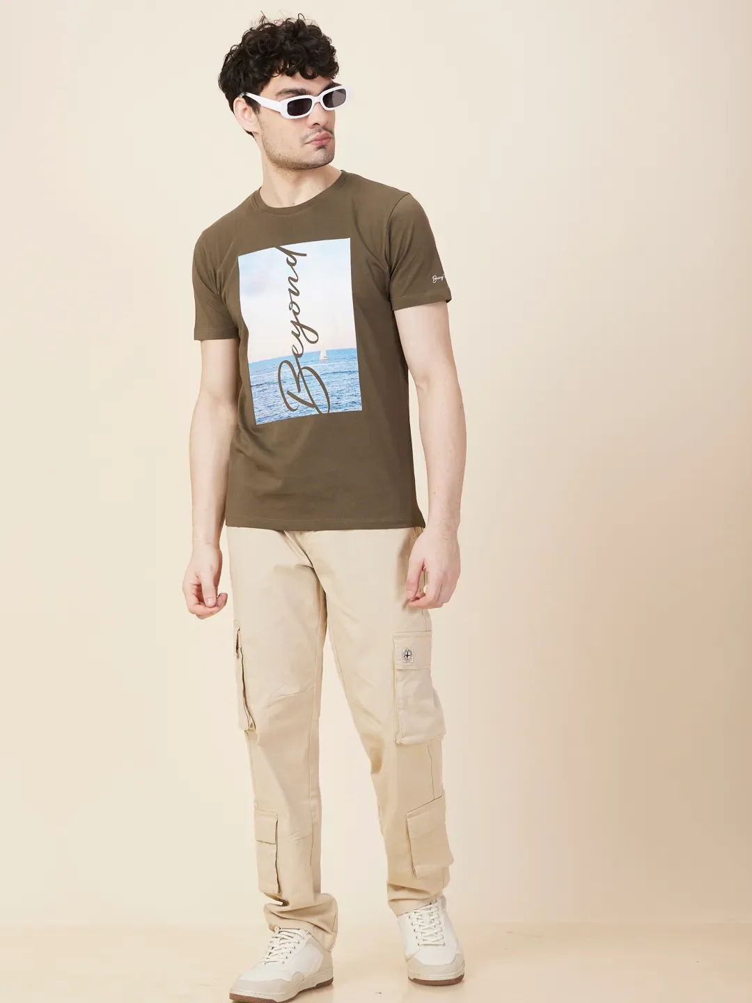 Olive Slim Fit Round Neck Men's T-Shirt by Being Human Clothing - Image 6