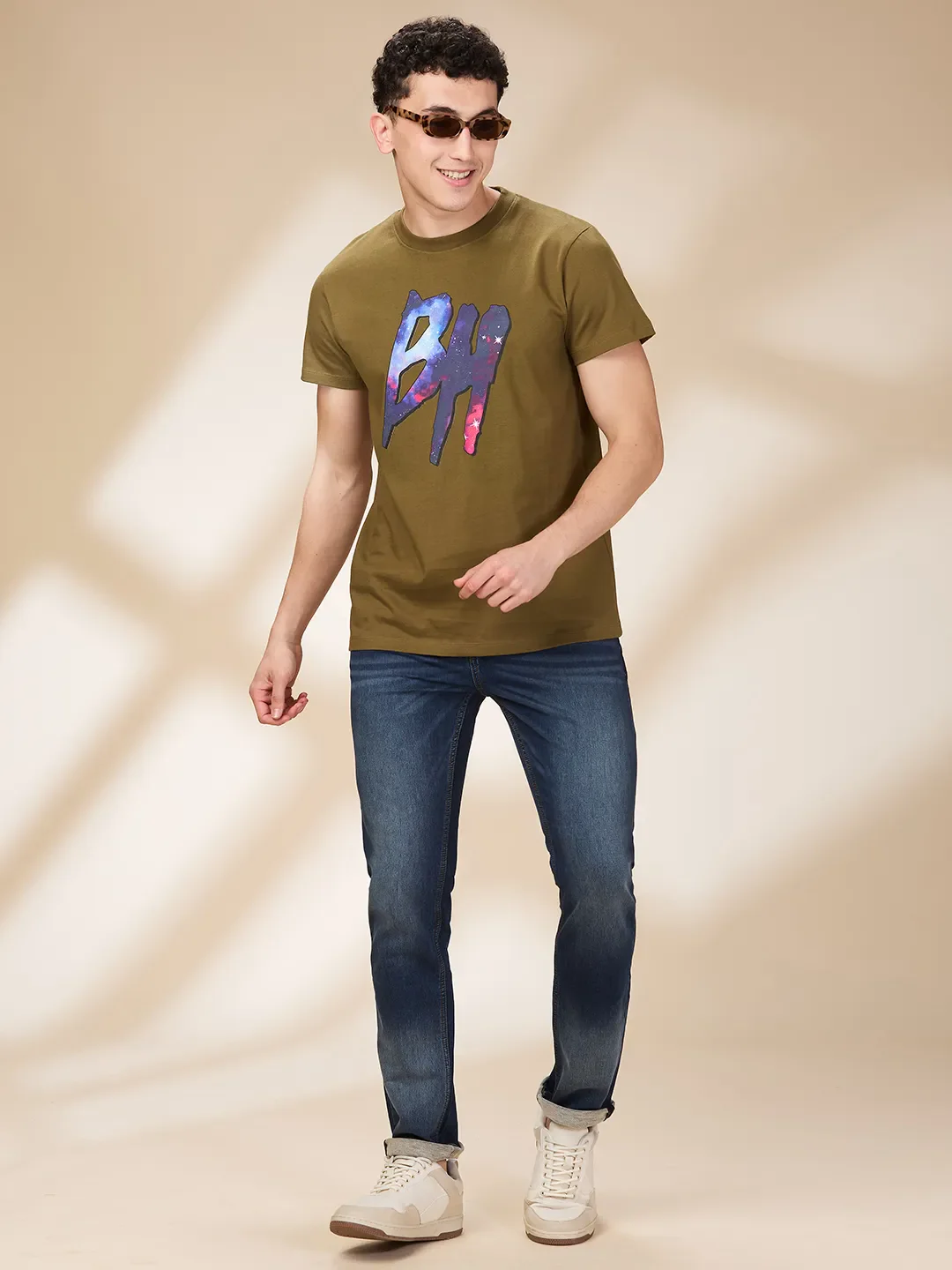Dark Olive Easy Fit Round Neck Men's T-Shirt by Being Human Clothing - Image 6