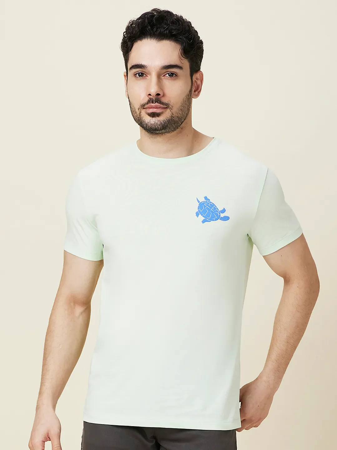 Mint Slim Fit Round Neck Men's T-Shirt by Being Human Clothing