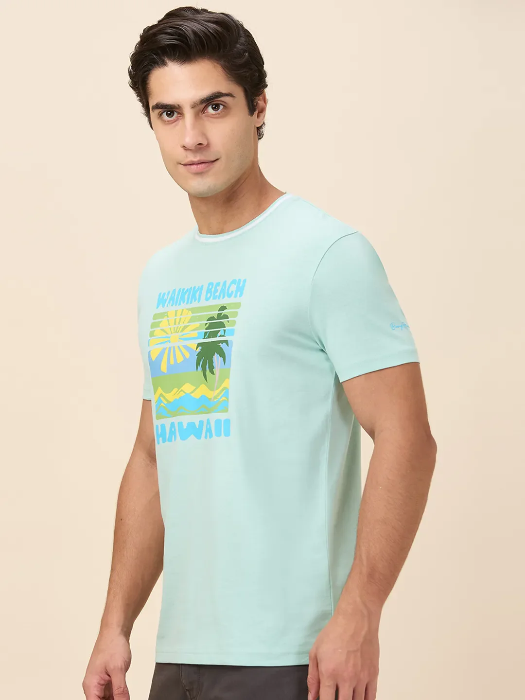 Mint Slim Fit Round Neck Men's T-Shirt by Being Human Clothing - Image 4