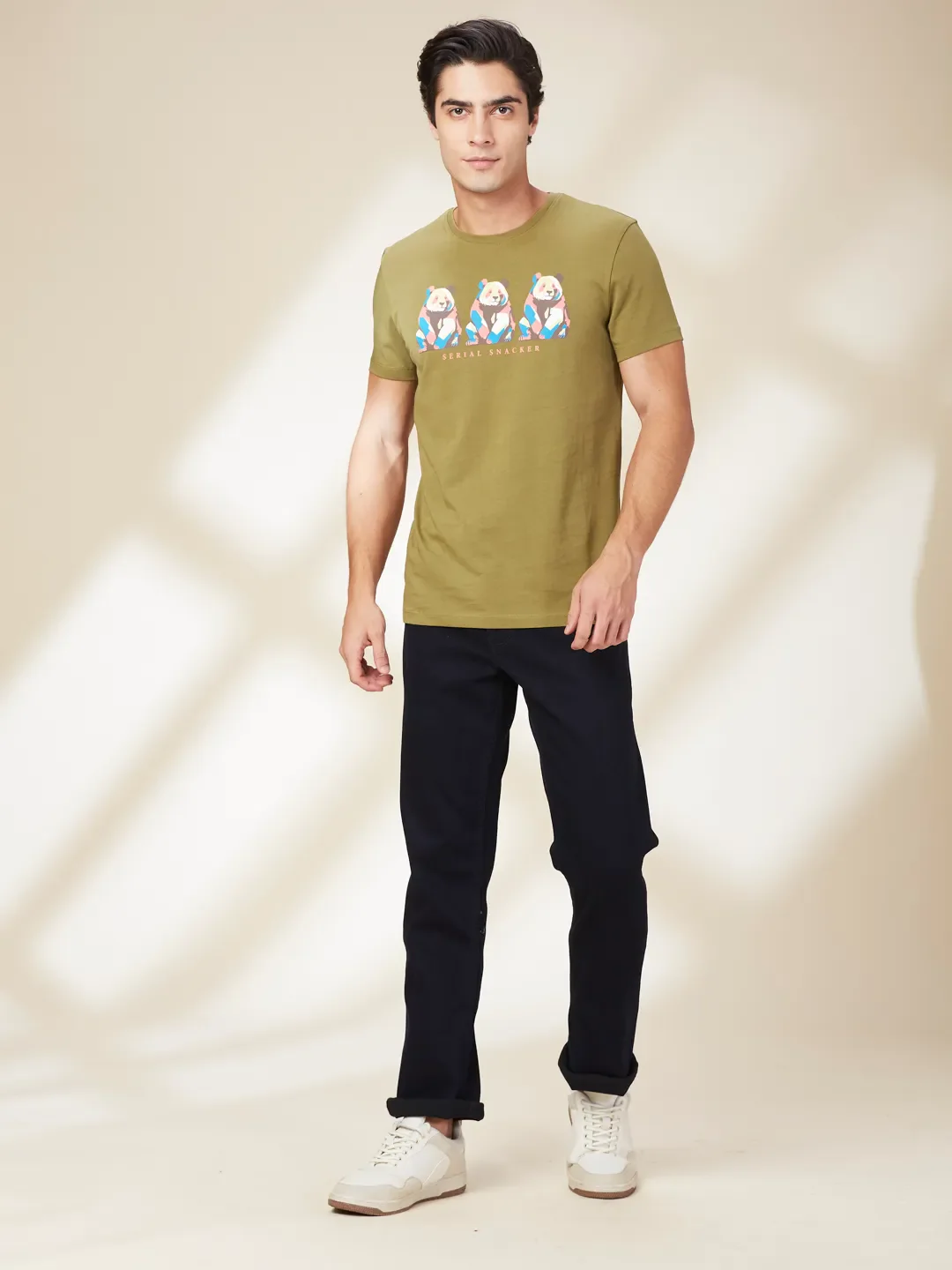 Green Slim Fit Men's Short Sleeves T-Shirt by Being Human Clothing - Image 2