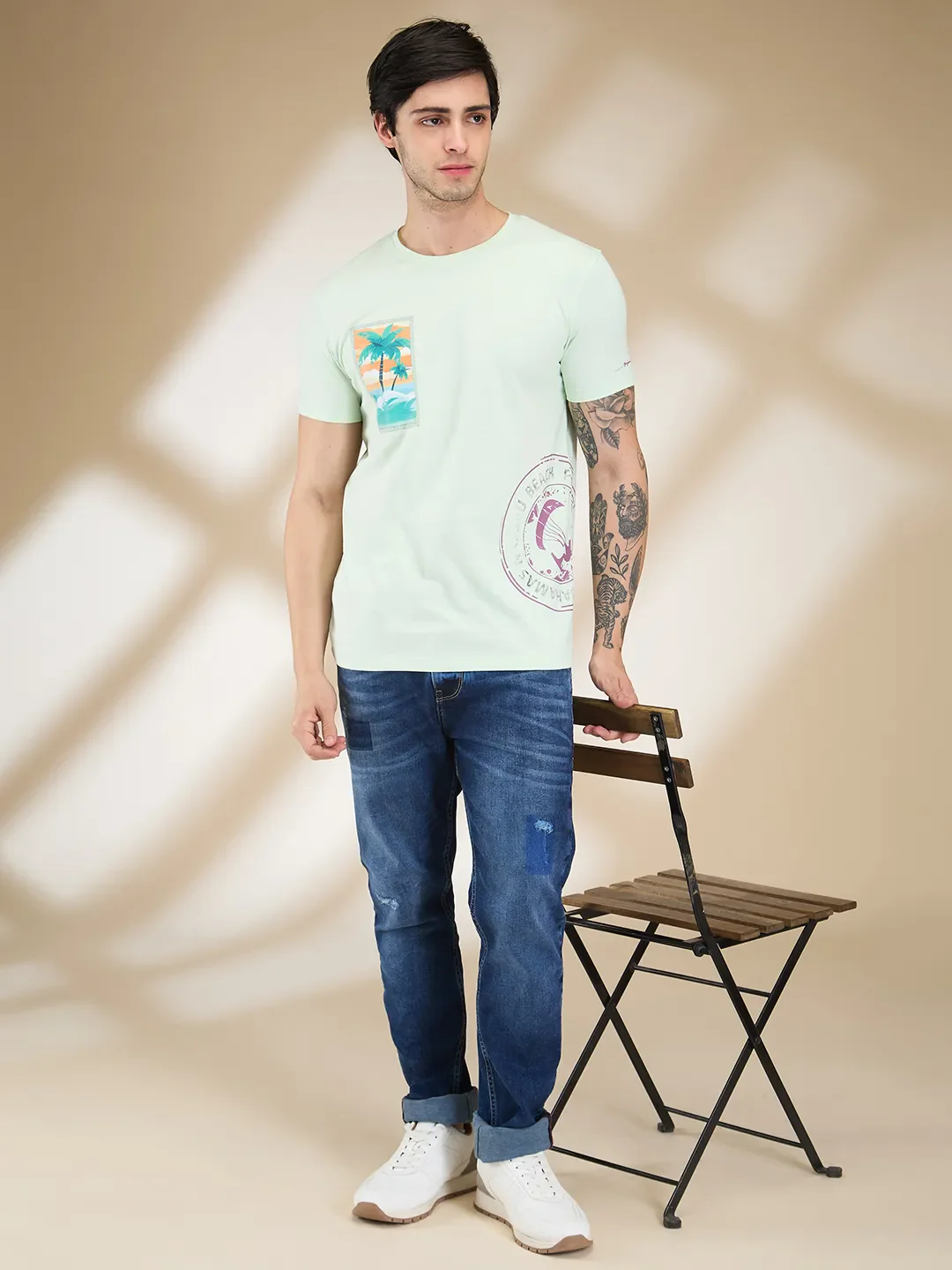 Mint Slim Fit Round Neck Men's T-Shirt by Being Human Clothing - Image 6