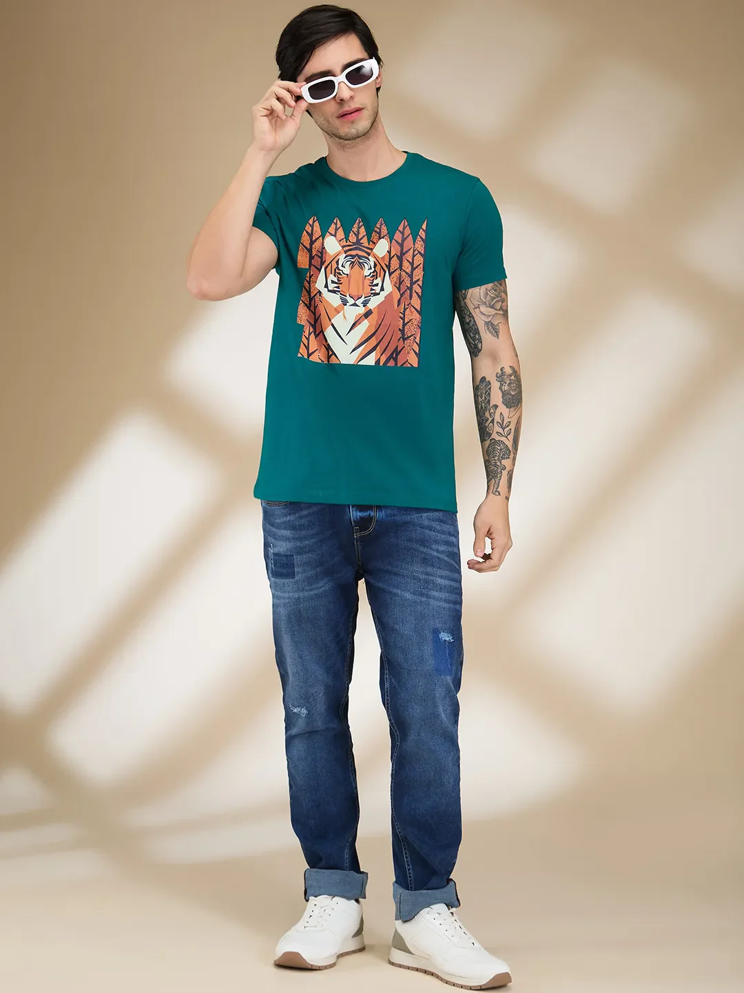 Green Slim Fit Men's Short Sleeves T-Shirt by Being Human Clothing - Image 6