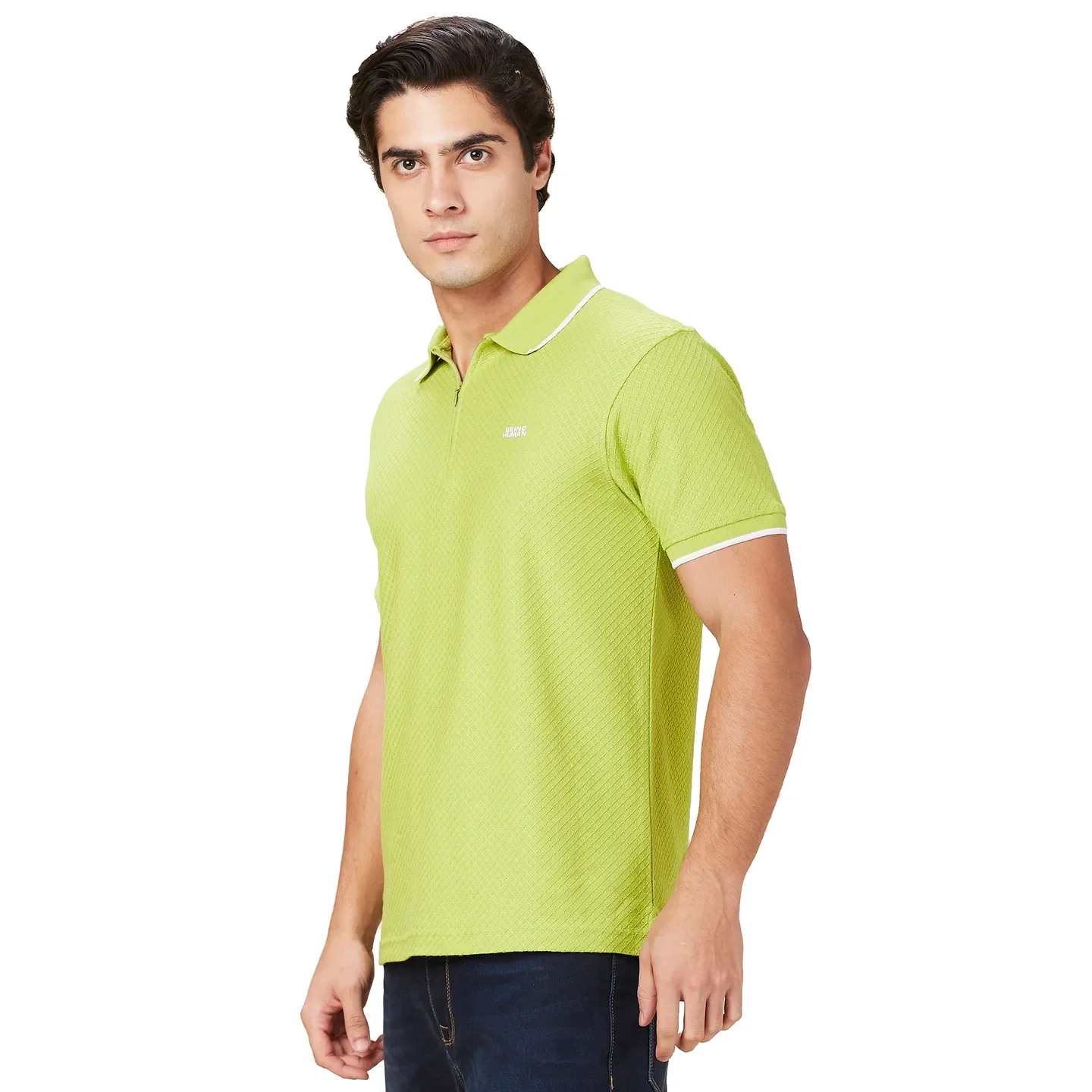 Green Regular Fit Men's Polo T-Shirt by Being Human Clothing - Image 4