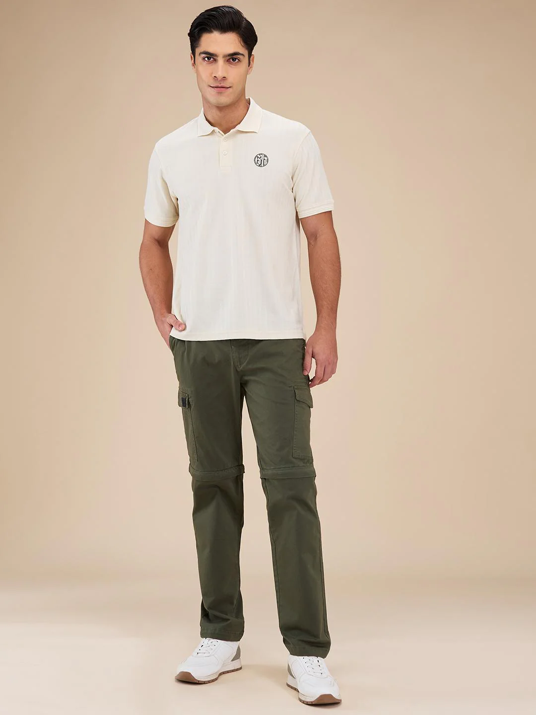 Military Green Easy Fit Cargo For Men By Being Human Clothing - Image 5