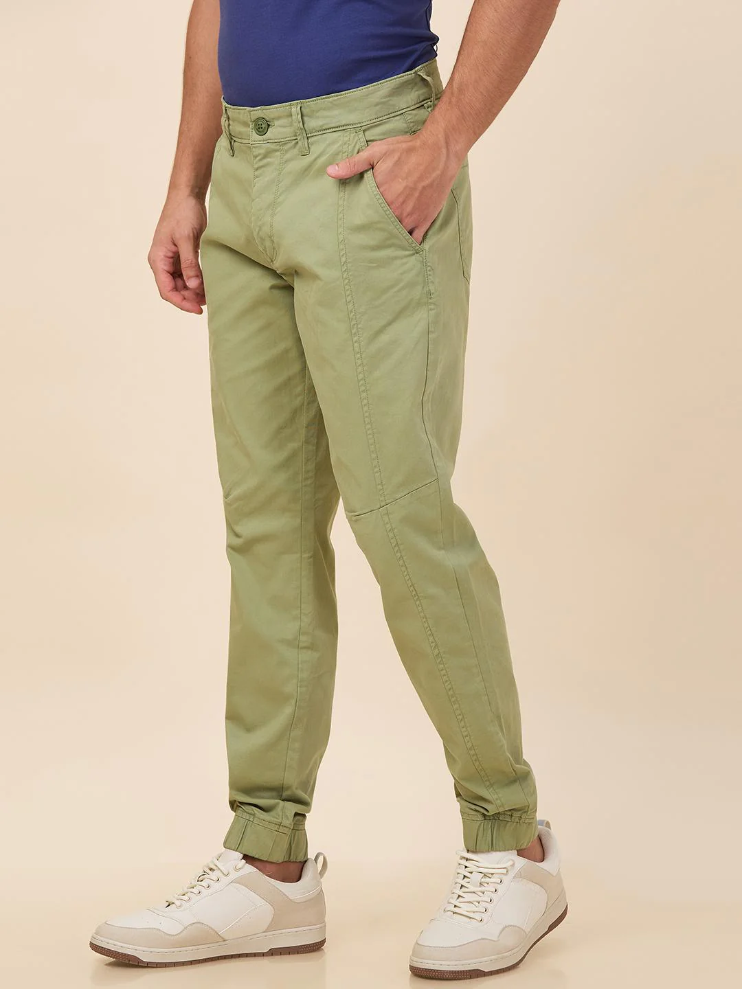 Green Regular Fit Joggers For Men By Being Human Clothing - Image 2