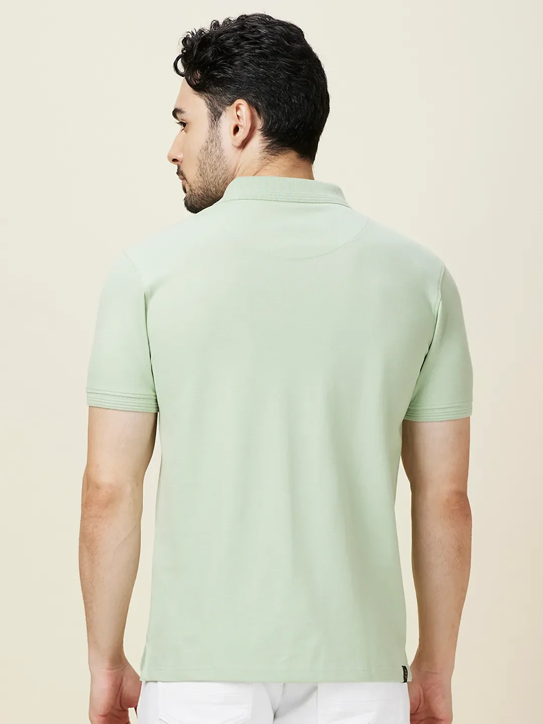 Green Regular Fit Men's Polo T-shirt by Being Human Clothing - Image 3