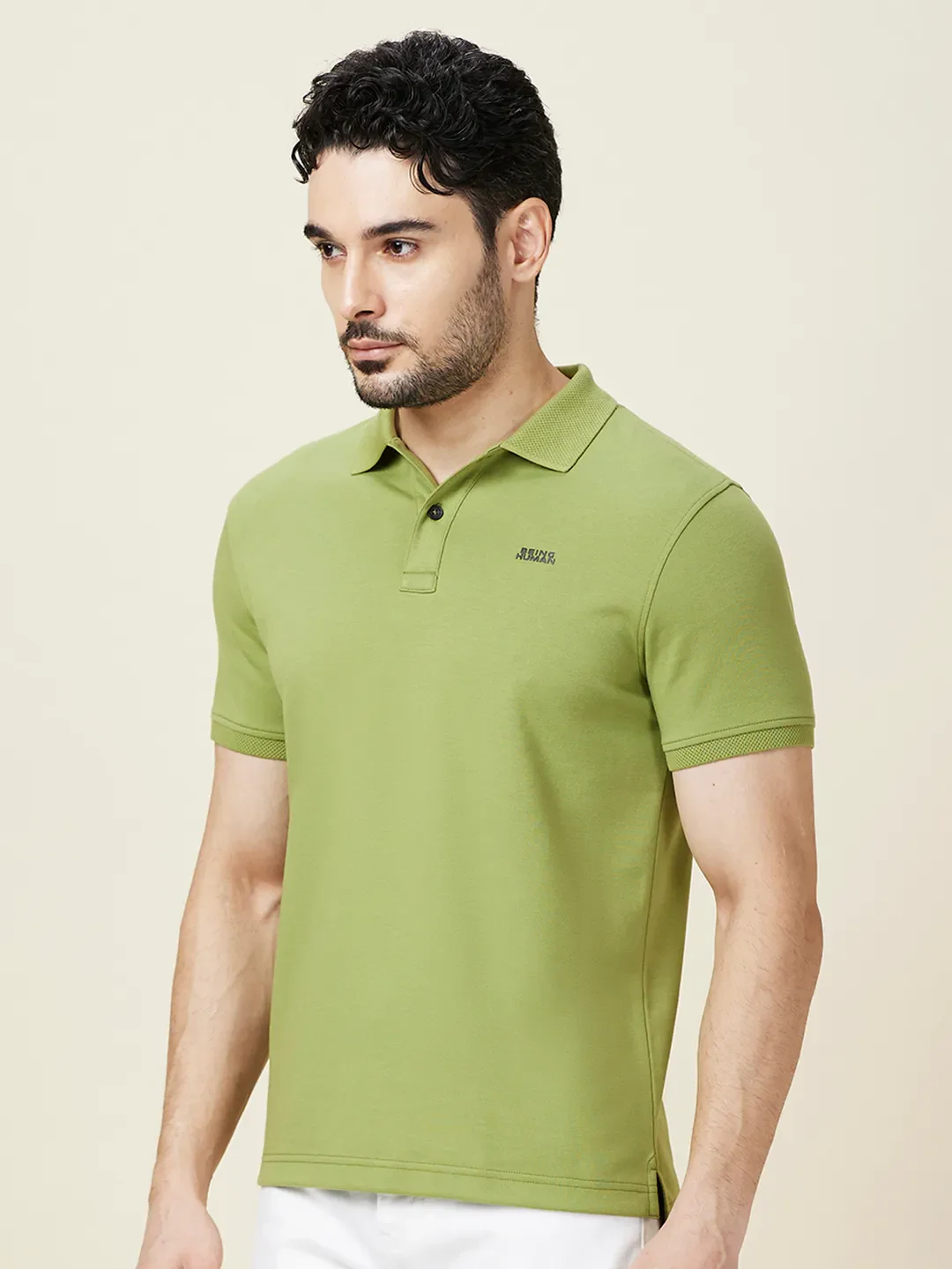 Green Regular Fit Men's Polo T-shirt by Being Human Clothing - Image 4