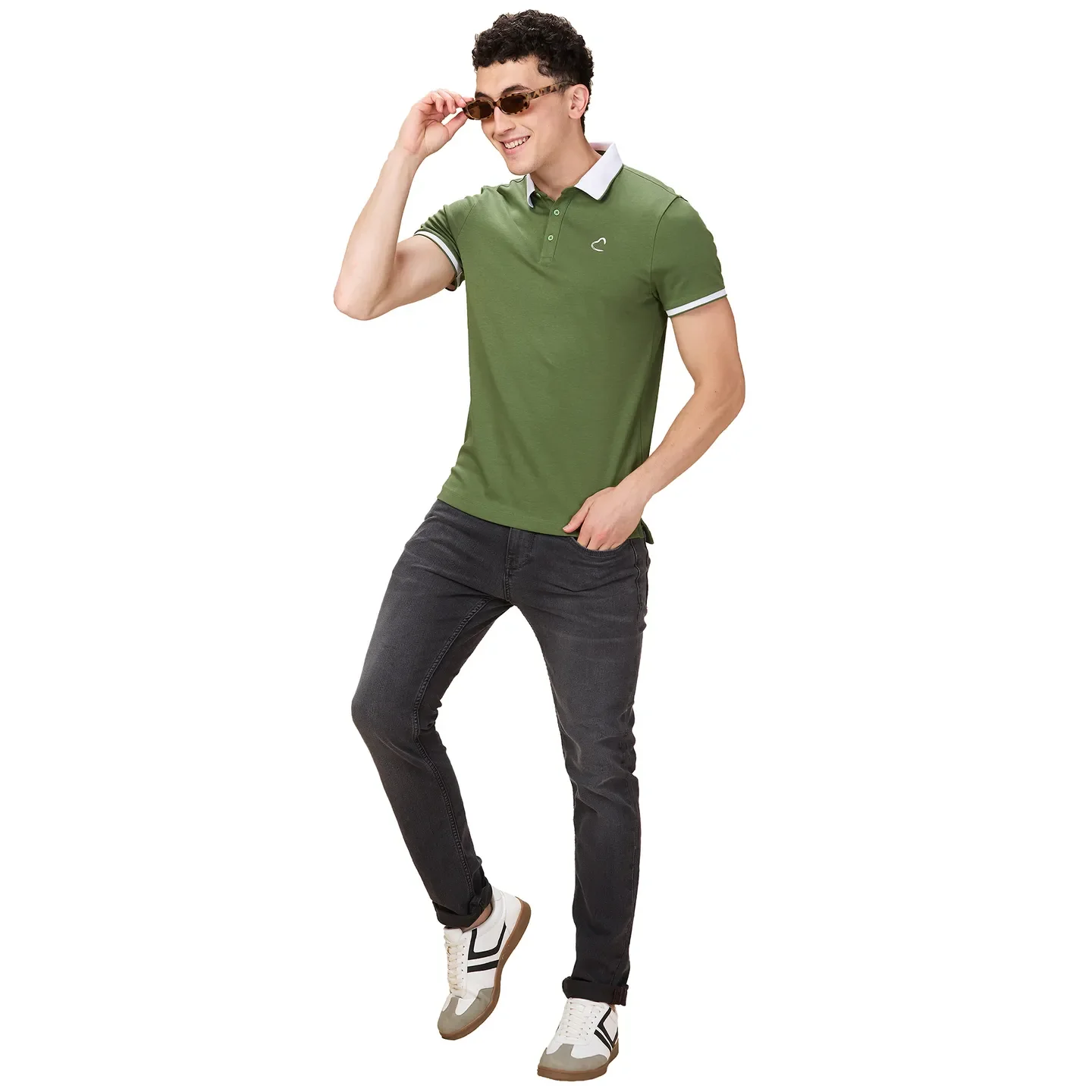 Olive Regular Fit Men's Polo T-shirt by Being Human Clothing - Image 6