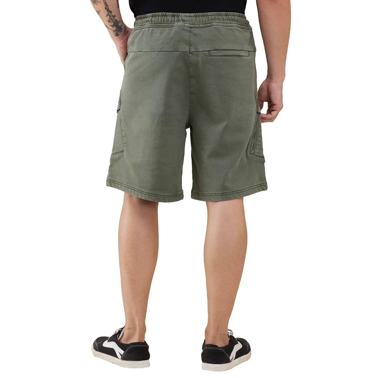 Olive Regular Fit Shorts For Men By Being Human Clothing - Image 3