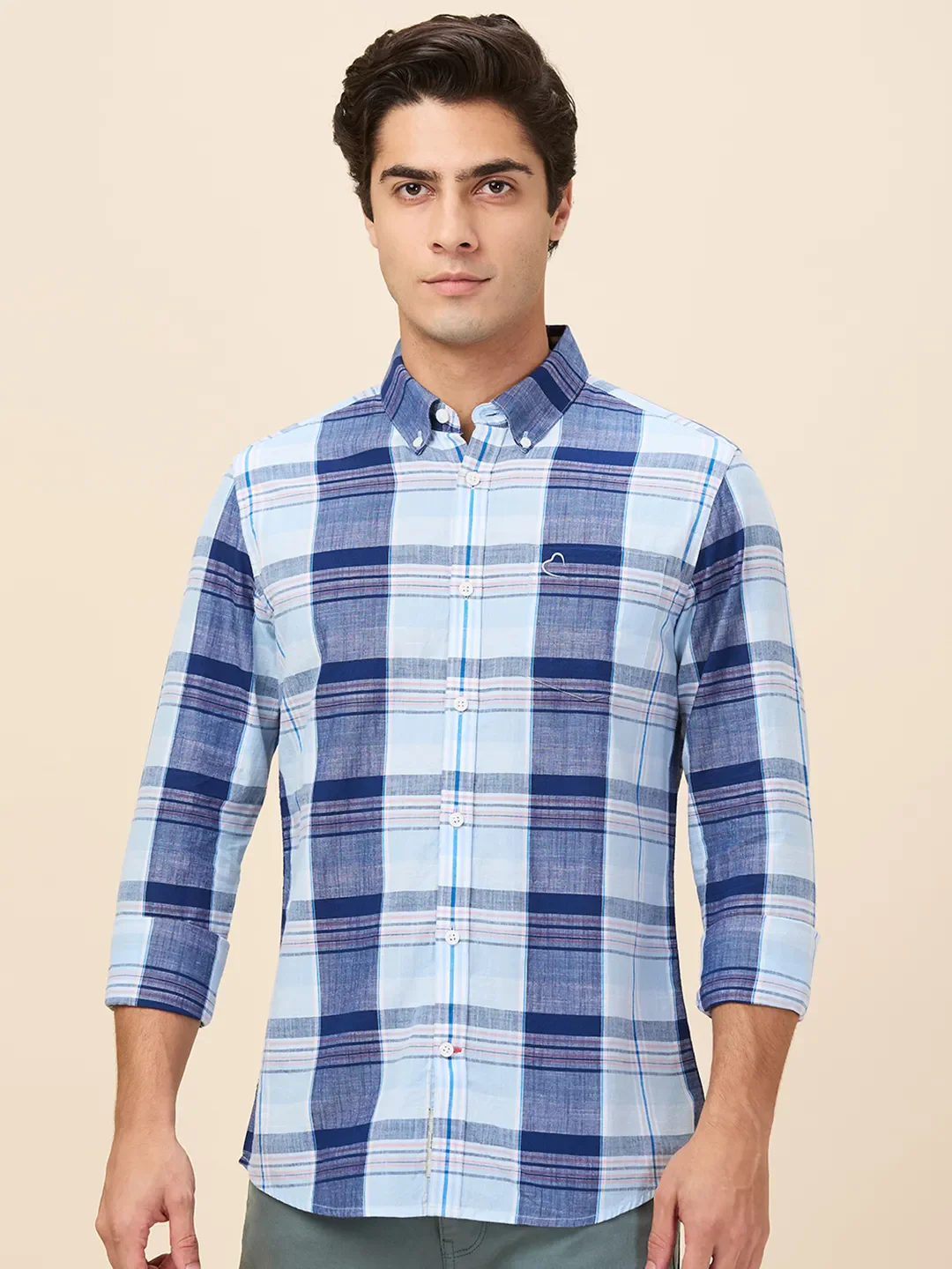 Teal Slim Fit Regular Collar Men's Shirt by Being Human Clothing - Image 5
