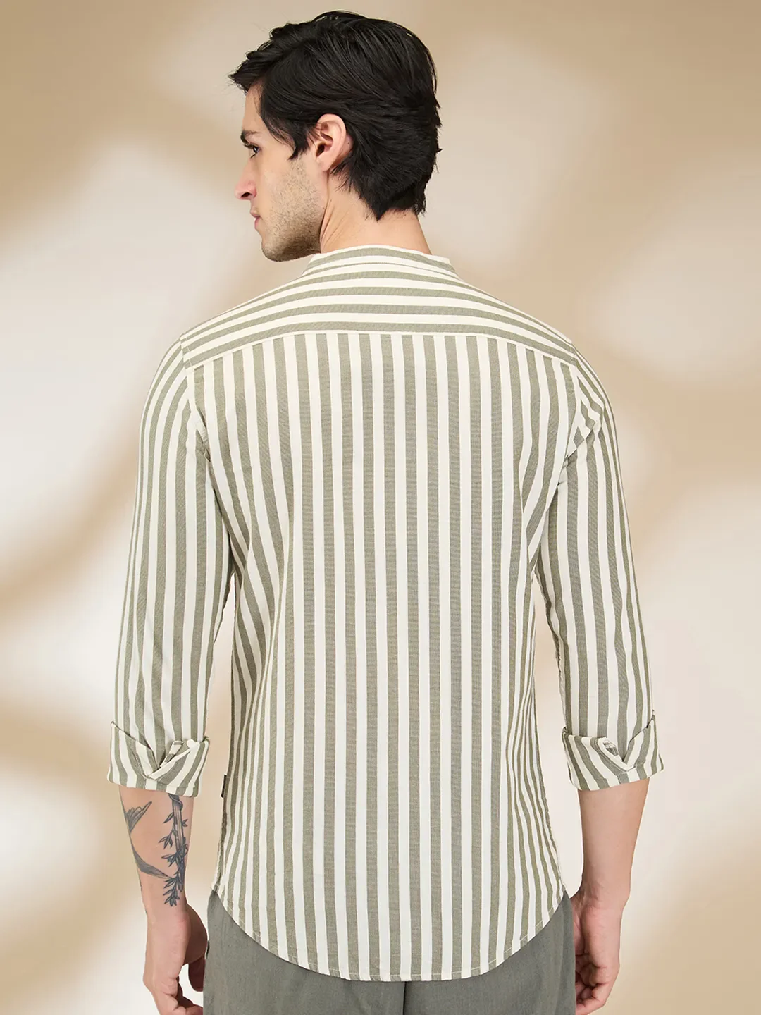 Olive Regular Fit Regular Collar Men's Shirt by Being Human Clothing - Image 3