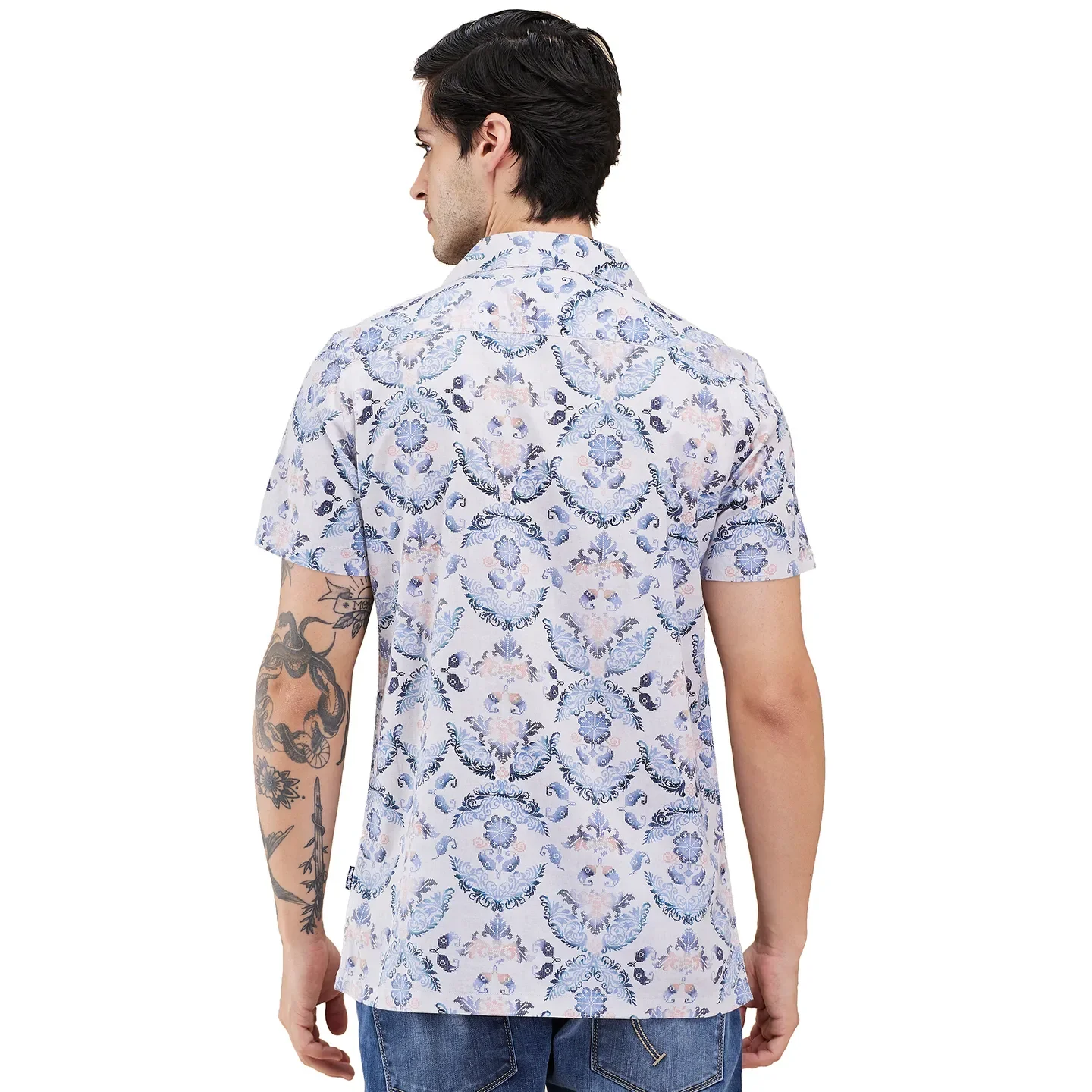 Light Grey Regular Fit Regular Collar Men's Shirt by Being Human Clothing - Image 3