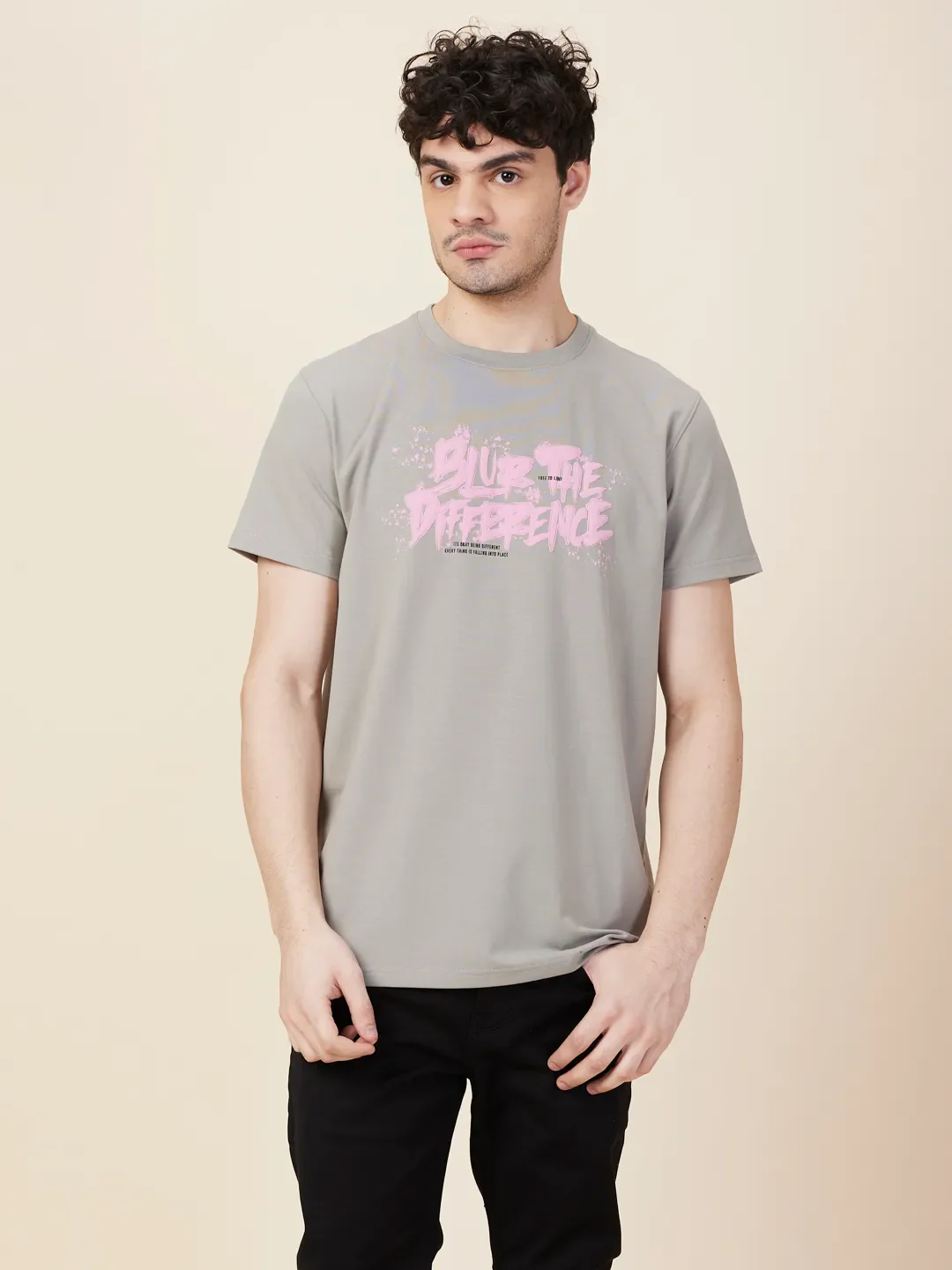 Grey Easy Fit Round Neck Men's T-Shirt by Being Human Clothing