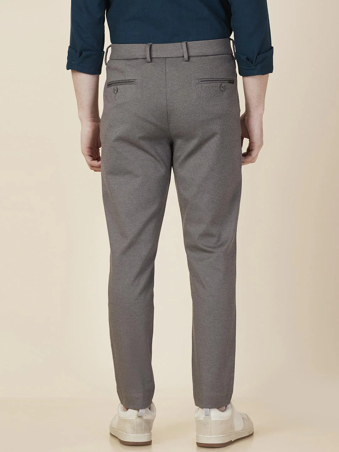 Grey Cropped Fit Chino For Men By Being Human Clothing - Image 3