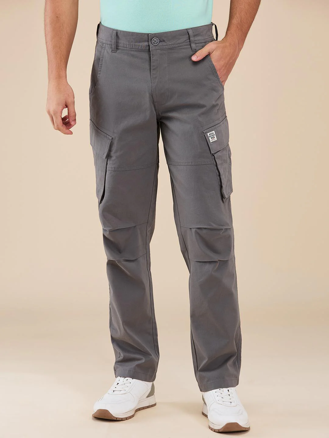 Grey Slim Fit Cargo For Men By Being Human Clothing