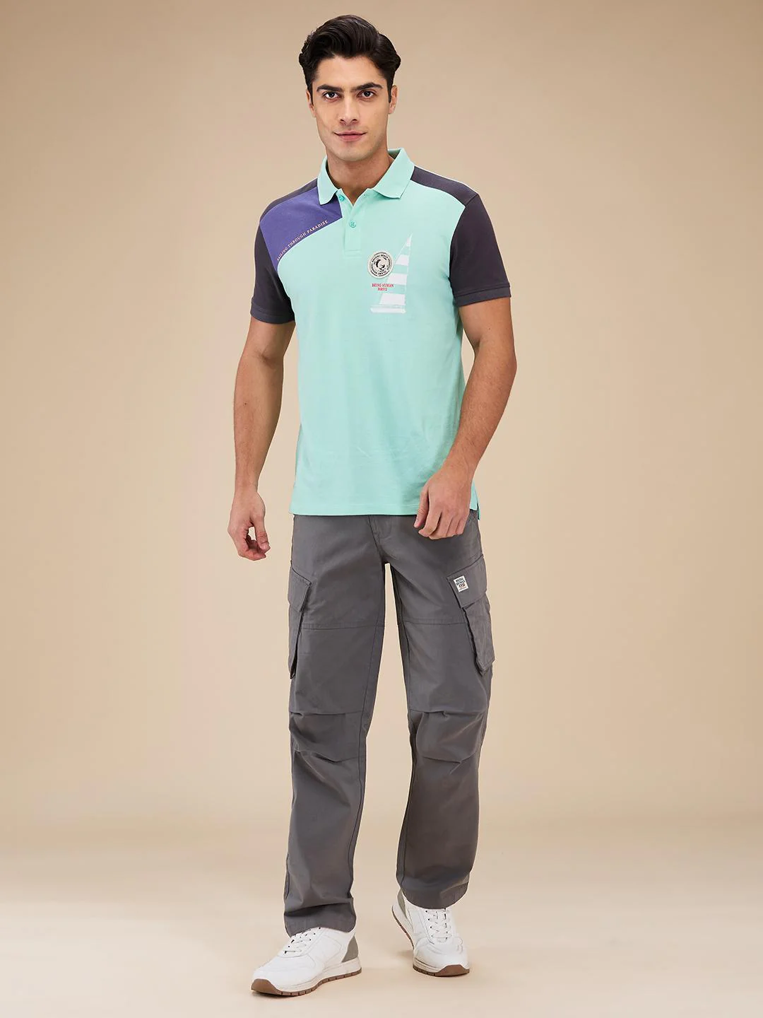 Grey Slim Fit Cargo For Men By Being Human Clothing - Image 5