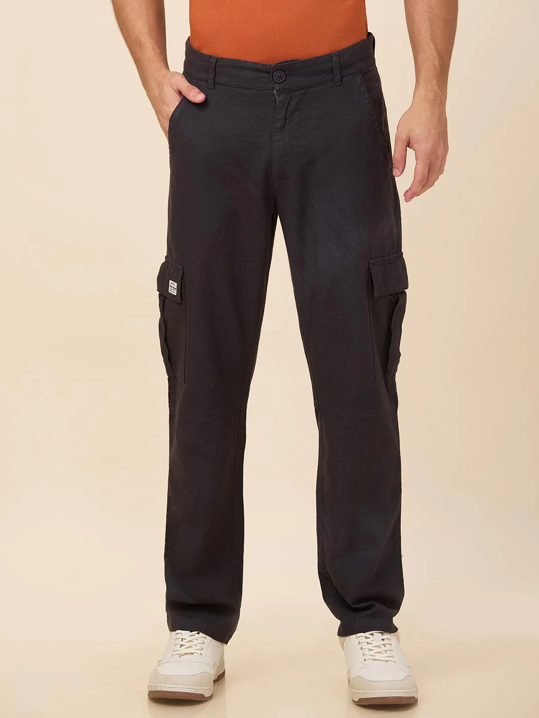 Charcoal Straight Fit Cargo For Men By Being Human Clothing