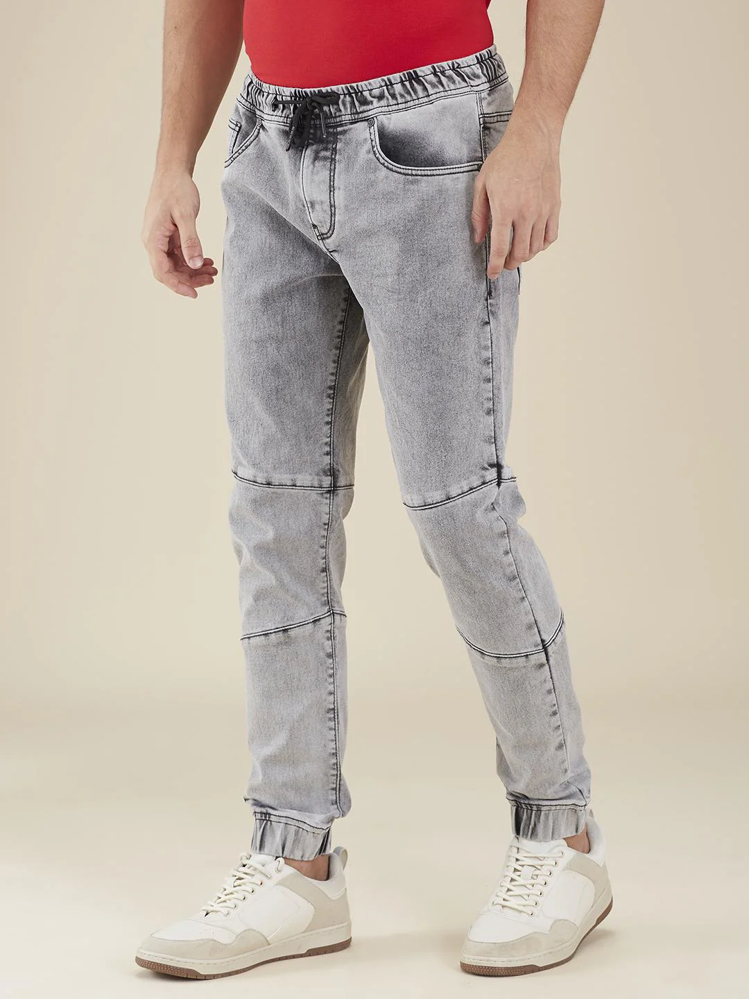 Grey Slim Fit Joggers For Men By Being Human Clothing - Image 2