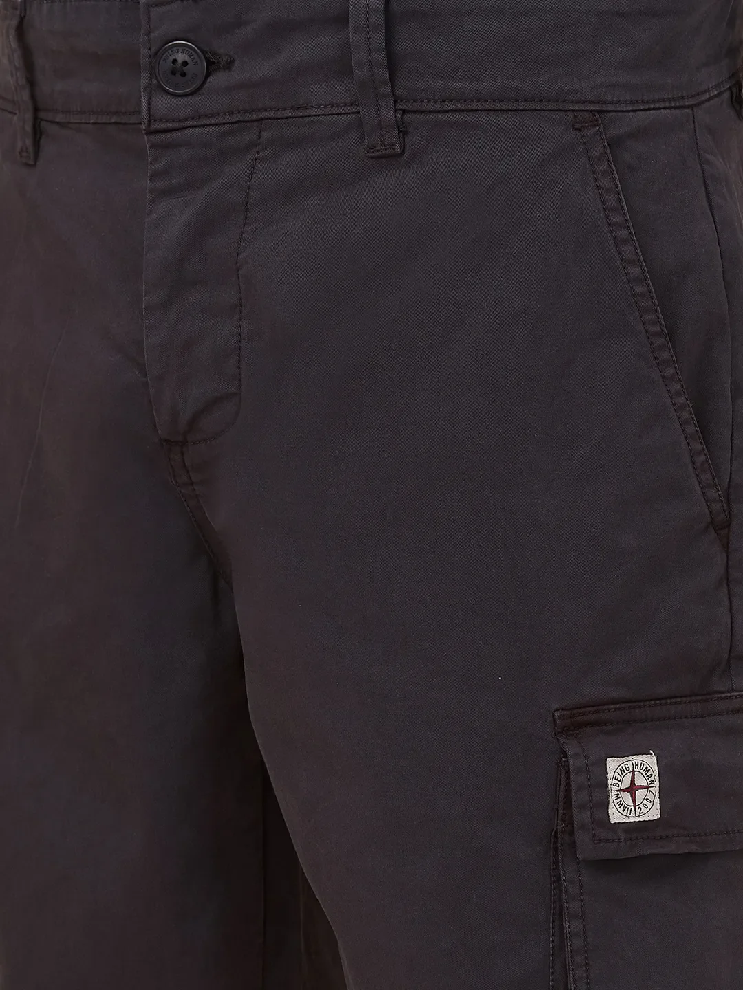 Charcoal Regular Fit Shorts For Men By Being Human Clothing - Image 5