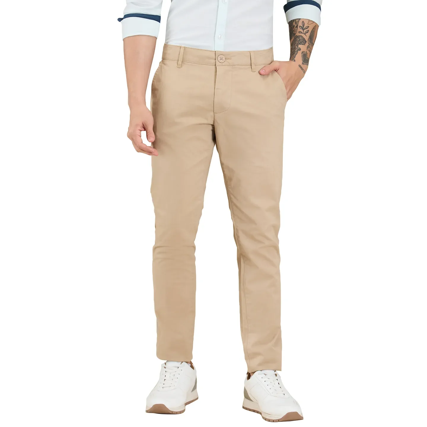 Grey Cropped Fit Men's Chinos by Being Human Clothing - Image 2
